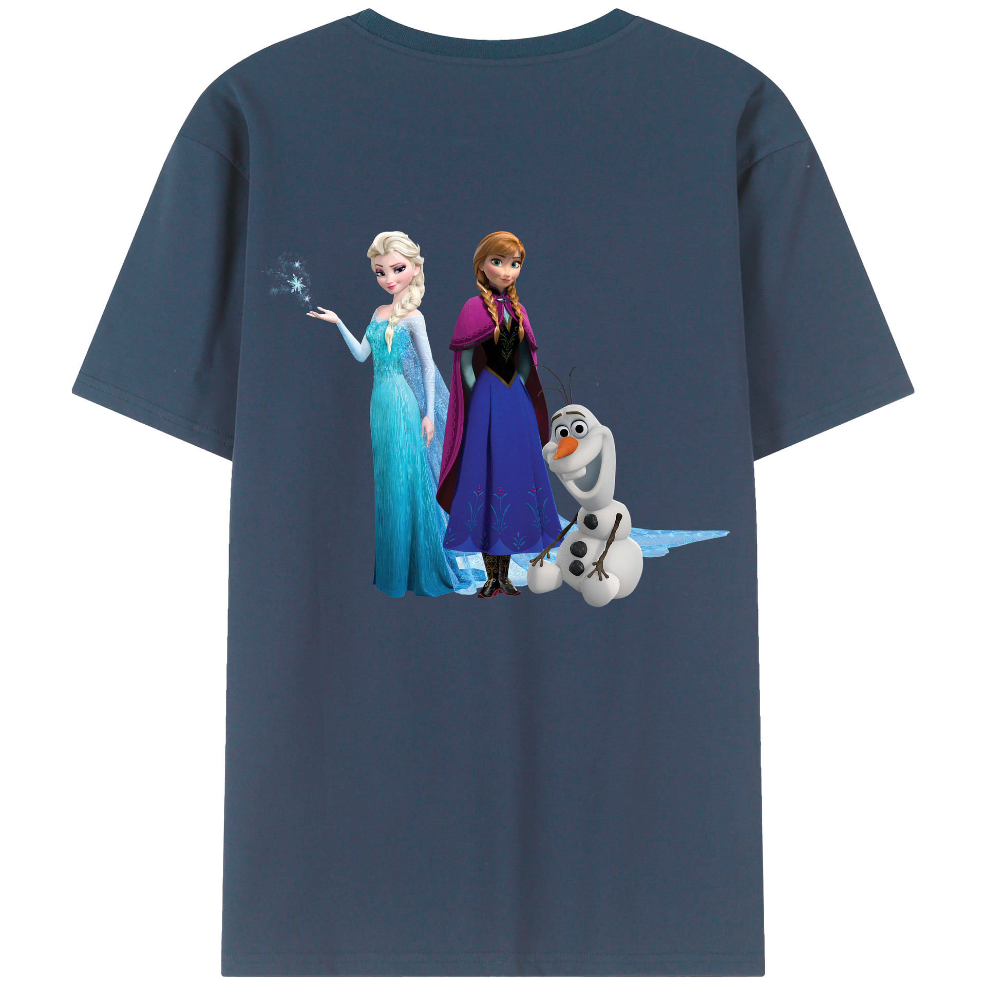 （画像用） アナと雪の女王 アンナ エルサ Frozen Anna Elsa 綿100％ メンズ半袖Tシャツ（バックプリント） 通気性
