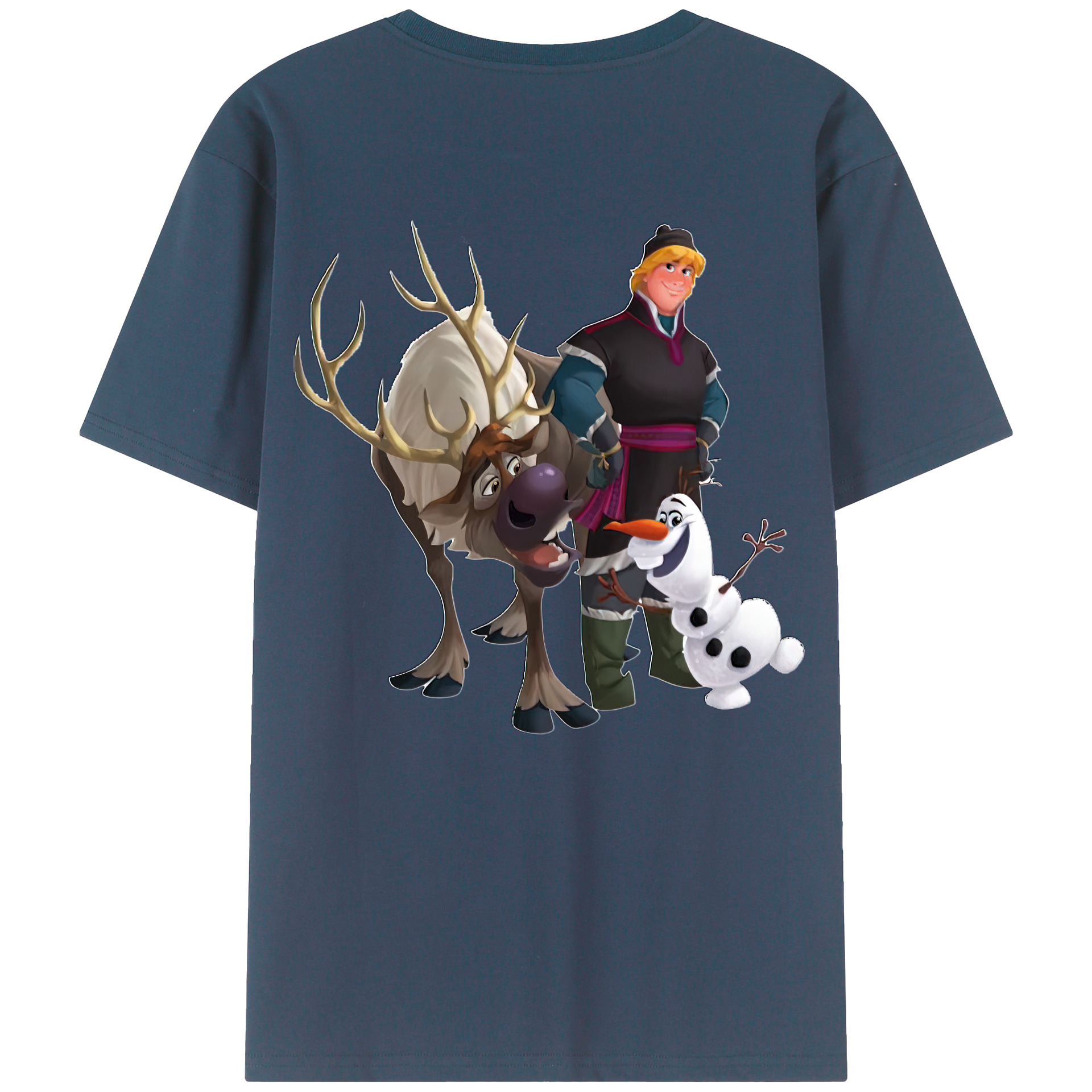（画像用） アナと雪の女王 アンナ エルサ Frozen Anna Elsa 綿100％ メンズ半袖Tシャツ（バックプリント） 通気性
