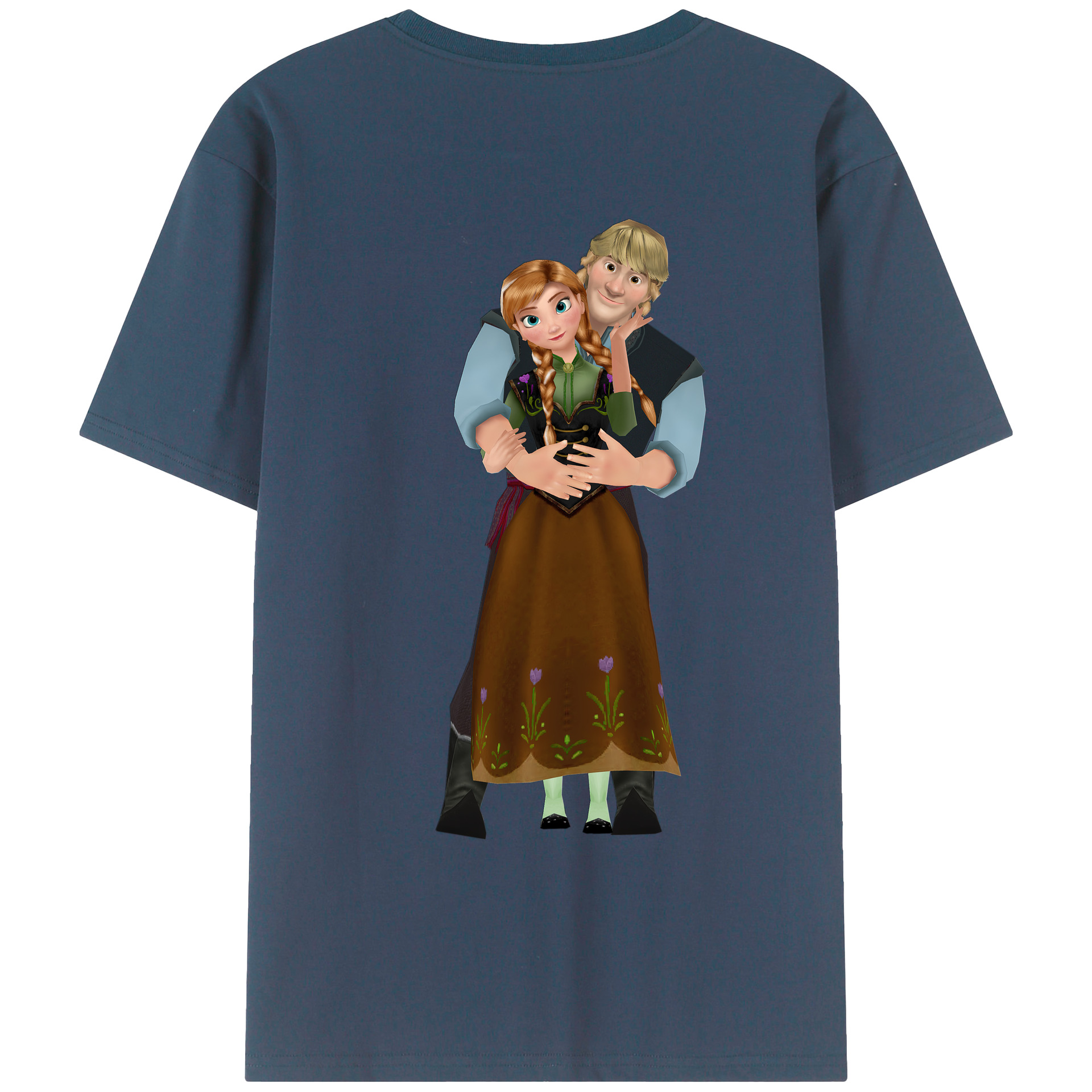 （画像用） アナと雪の女王 アンナ エルサ Frozen Anna Elsa 綿100％ メンズ半袖Tシャツ（バックプリント） 通気性