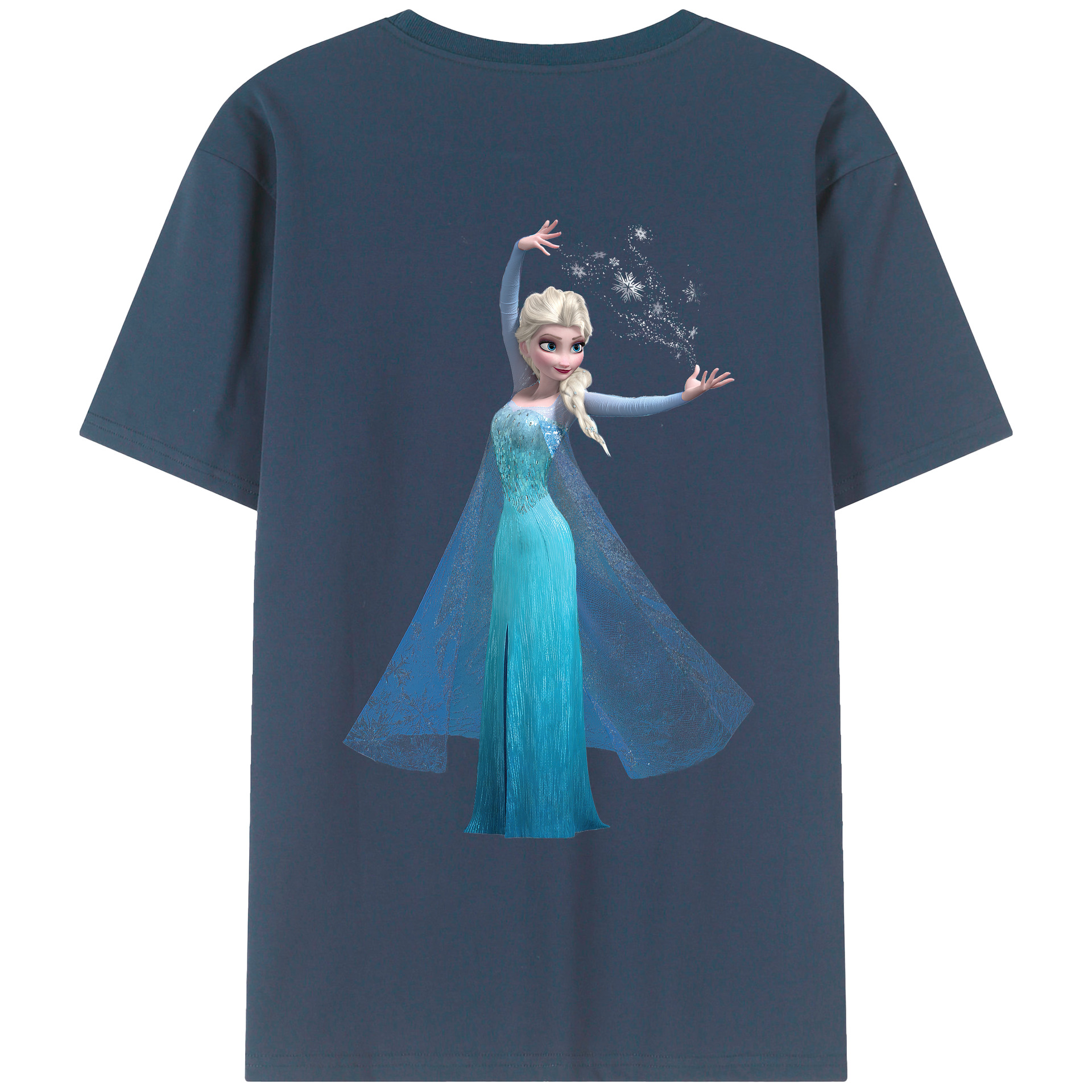 （画像用） アナと雪の女王 アンナ エルサ Frozen Anna Elsa 綿100％ メンズ半袖Tシャツ（バックプリント） 通気性