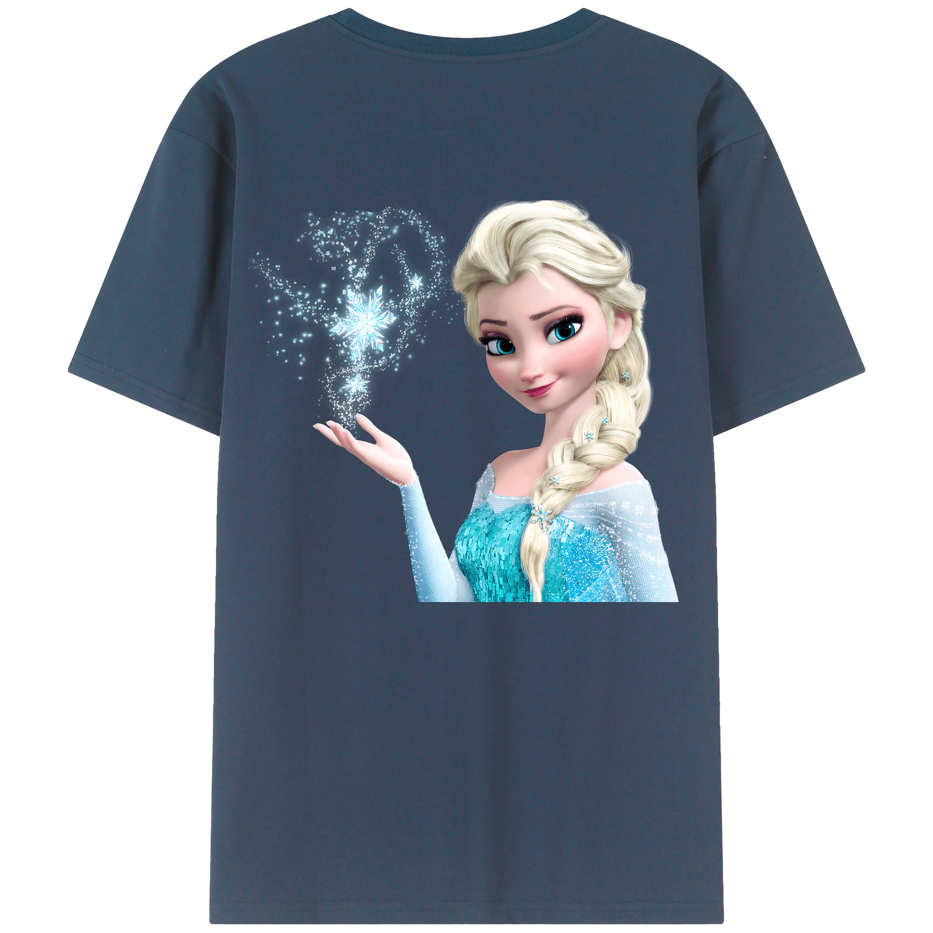 （画像用） アナと雪の女王 アンナ エルサ Frozen Anna Elsa 綿100％ メンズ半袖Tシャツ（バックプリント） 通気性