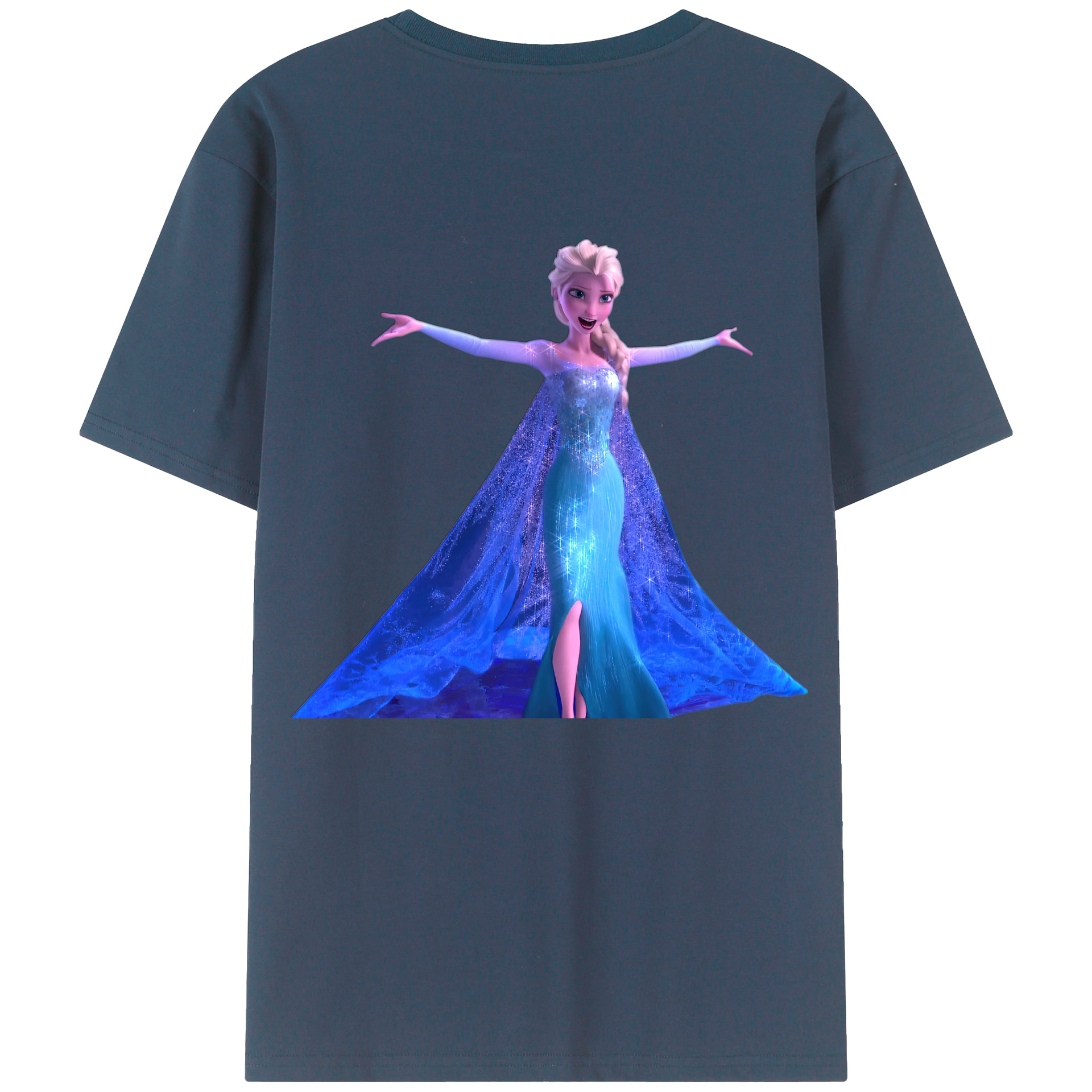 （画像用） アナと雪の女王 アンナ エルサ Frozen Anna Elsa 綿100％ メンズ半袖Tシャツ（バックプリント） 通気性