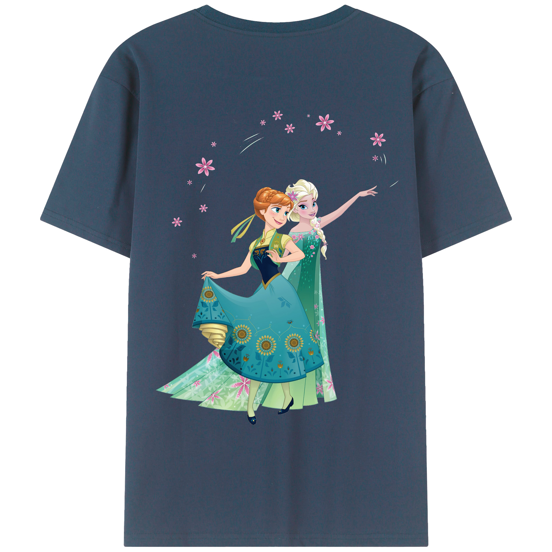 （画像用） アナと雪の女王 アンナ エルサ Frozen Anna Elsa 綿100％ メンズ半袖Tシャツ（バックプリント） 通気性