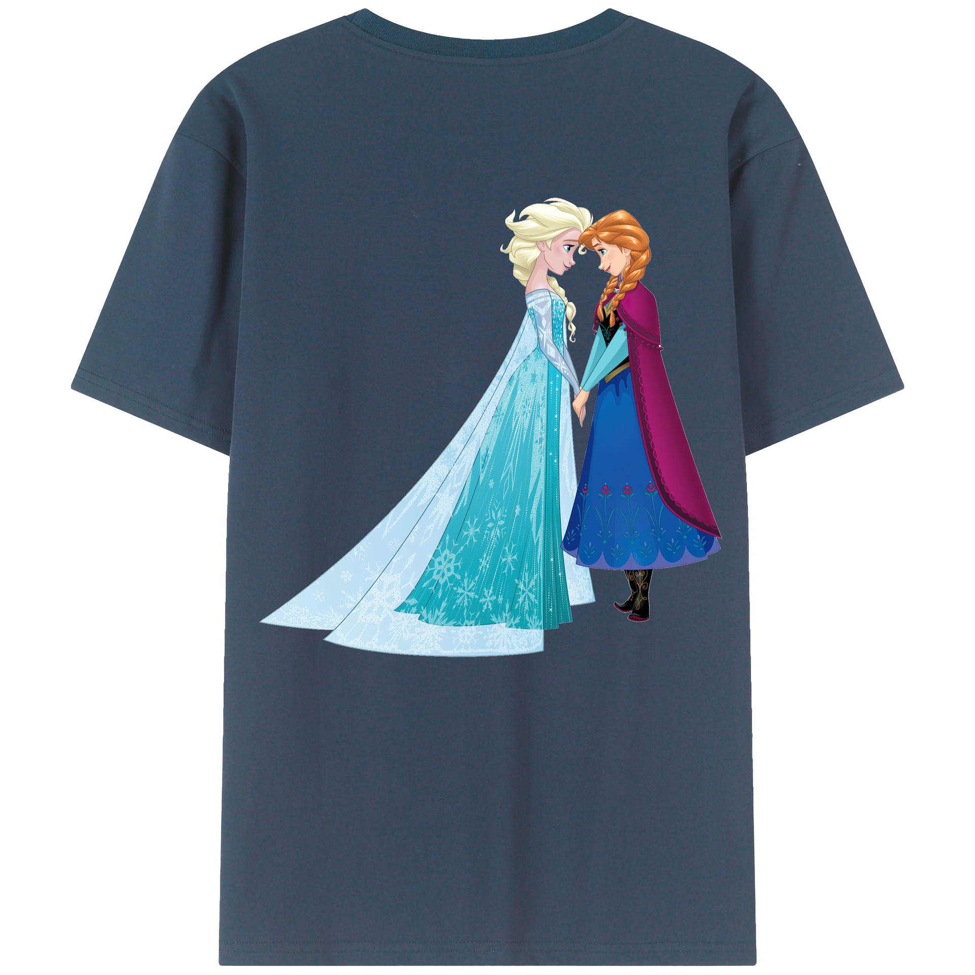 （画像用） アナと雪の女王 アンナ エルサ Frozen Anna Elsa 綿100％ メンズ半袖Tシャツ（バックプリント） 通気性