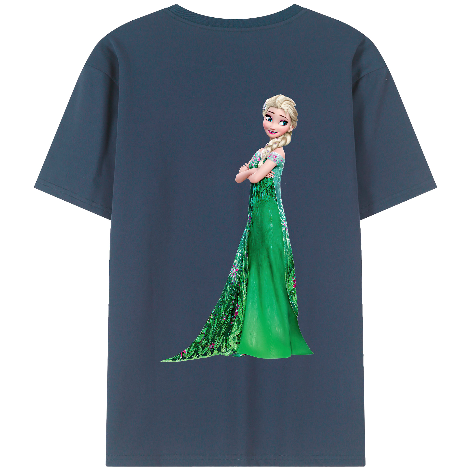 （画像用） アナと雪の女王 アンナ エルサ Frozen Anna Elsa 綿100％ メンズ半袖Tシャツ（バックプリント） 通気性
