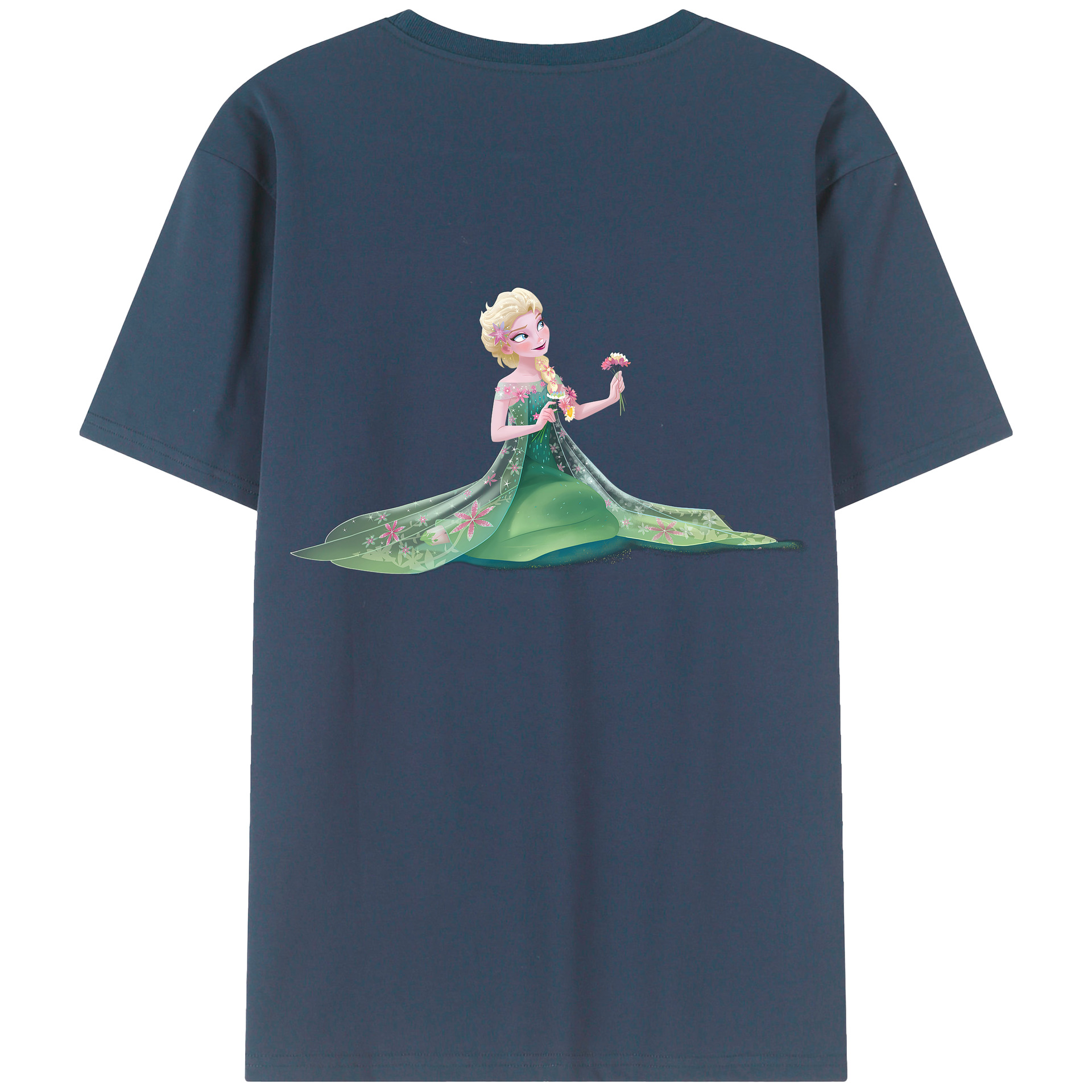 （画像用） アナと雪の女王 アンナ エルサ Frozen Anna Elsa 綿100％ メンズ半袖Tシャツ（バックプリント） 通気性