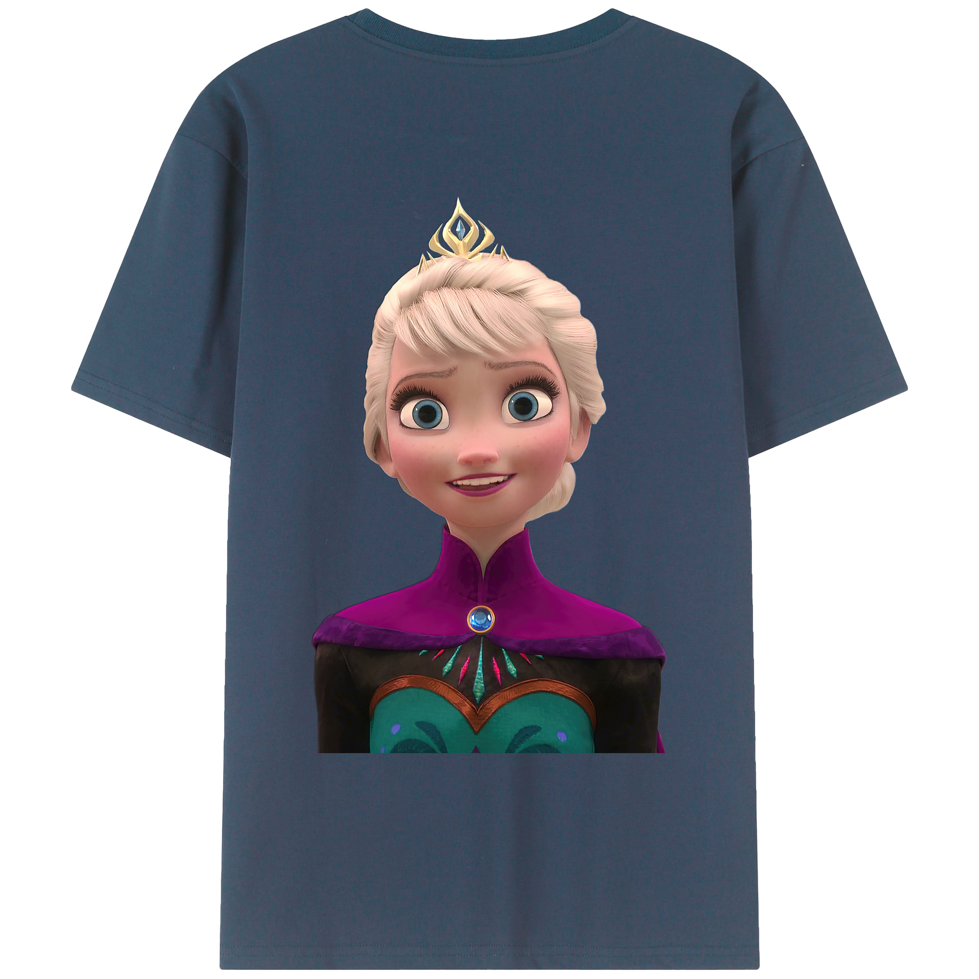 （画像用） アナと雪の女王 アンナ エルサ Frozen Anna Elsa 綿100％ メンズ半袖Tシャツ（バックプリント） 通気性