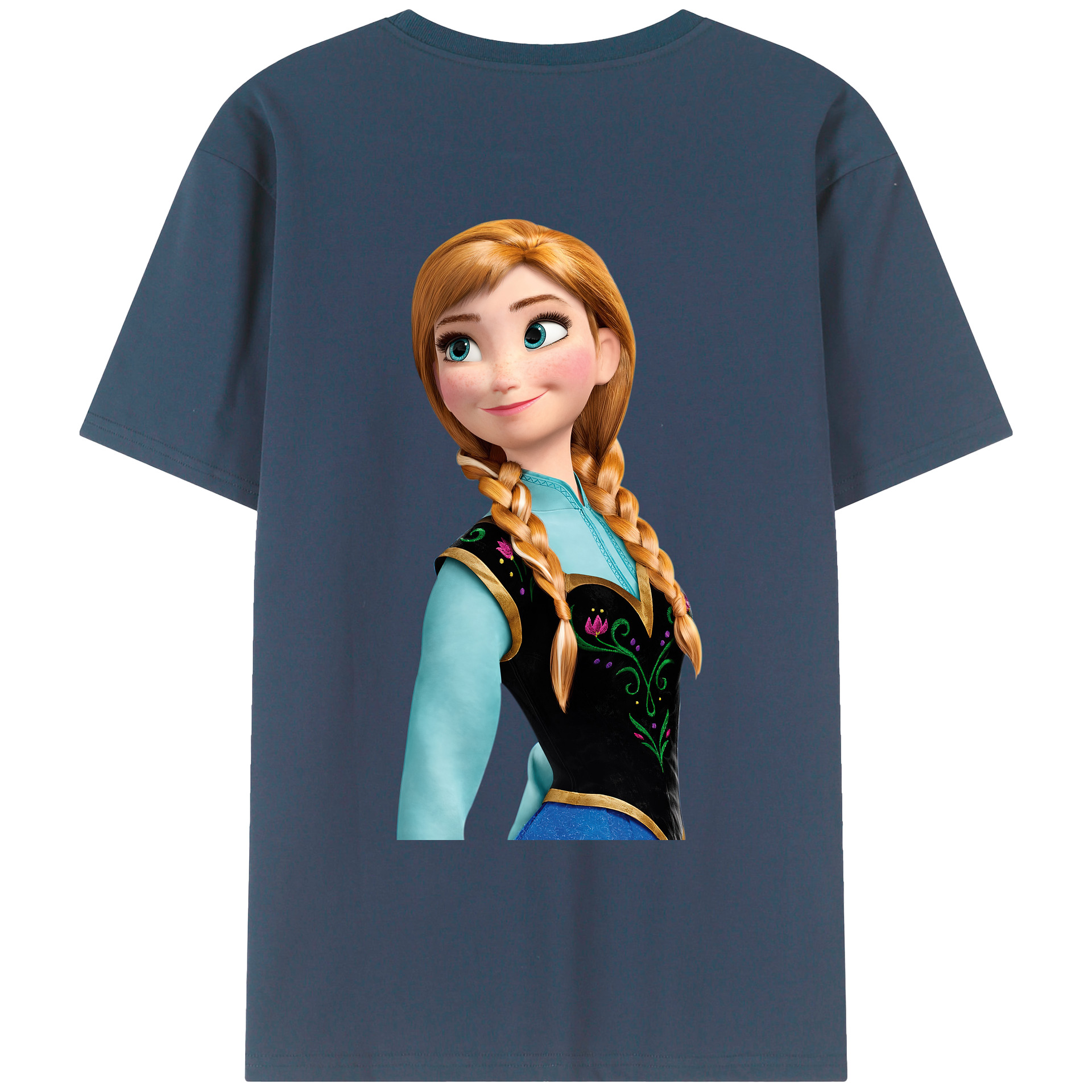 （画像用） アナと雪の女王 アンナ エルサ Frozen Anna Elsa 綿100％ メンズ半袖Tシャツ（バックプリント） 通気性