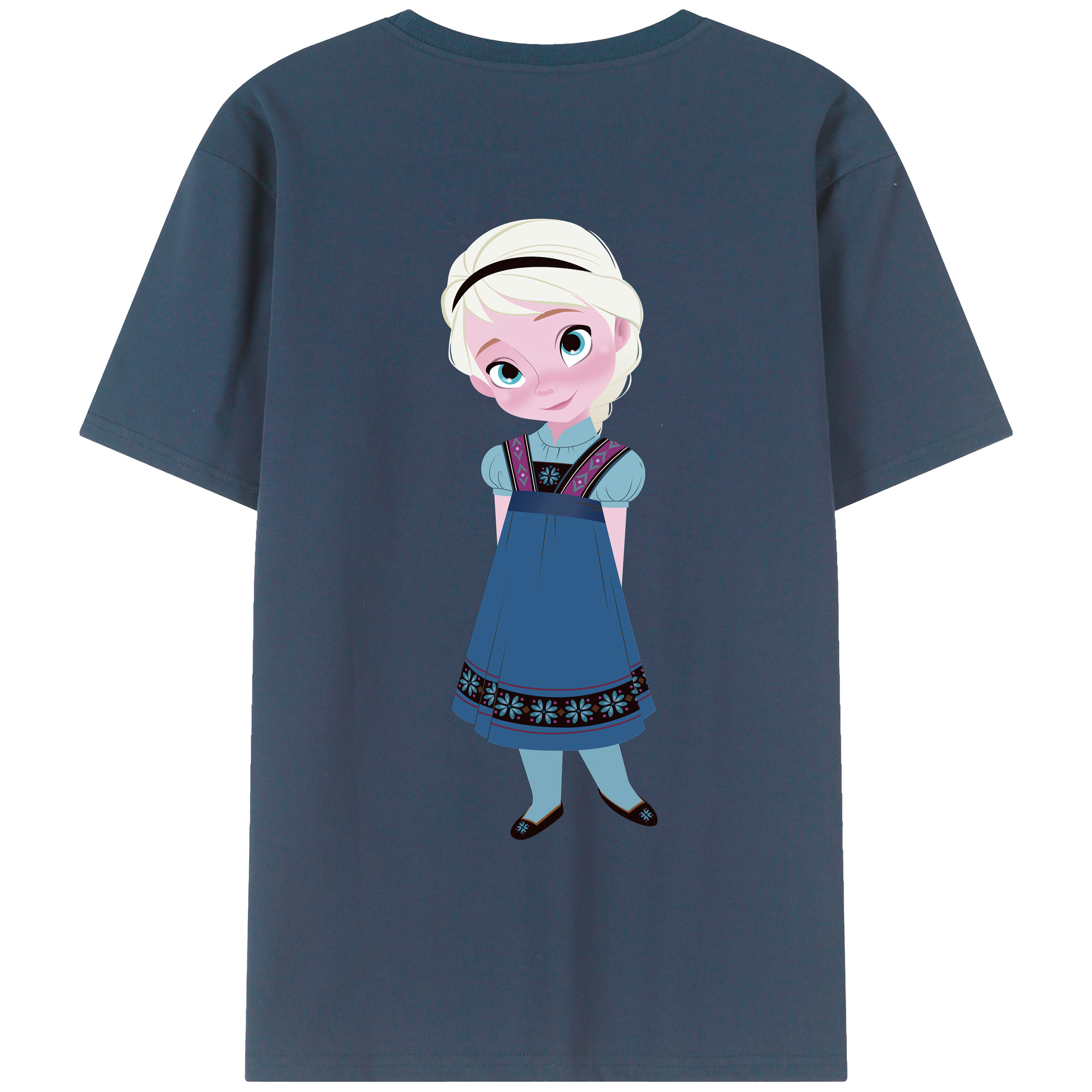 （画像用） アナと雪の女王 アンナ エルサ Frozen Anna Elsa 綿100％ メンズ半袖Tシャツ（バックプリント） 通気性