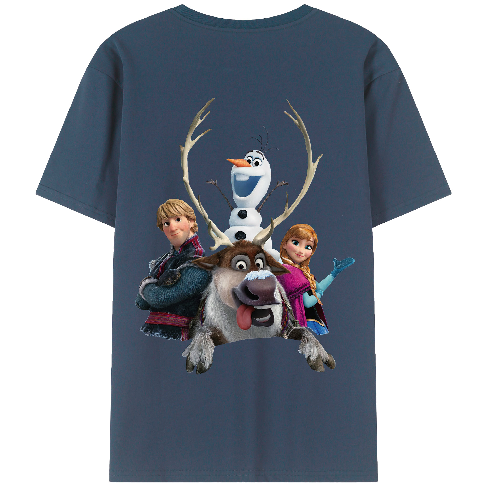 （画像用） アナと雪の女王 アンナ エルサ Frozen Anna Elsa 綿100％ メンズ半袖Tシャツ（バックプリント） 通気性