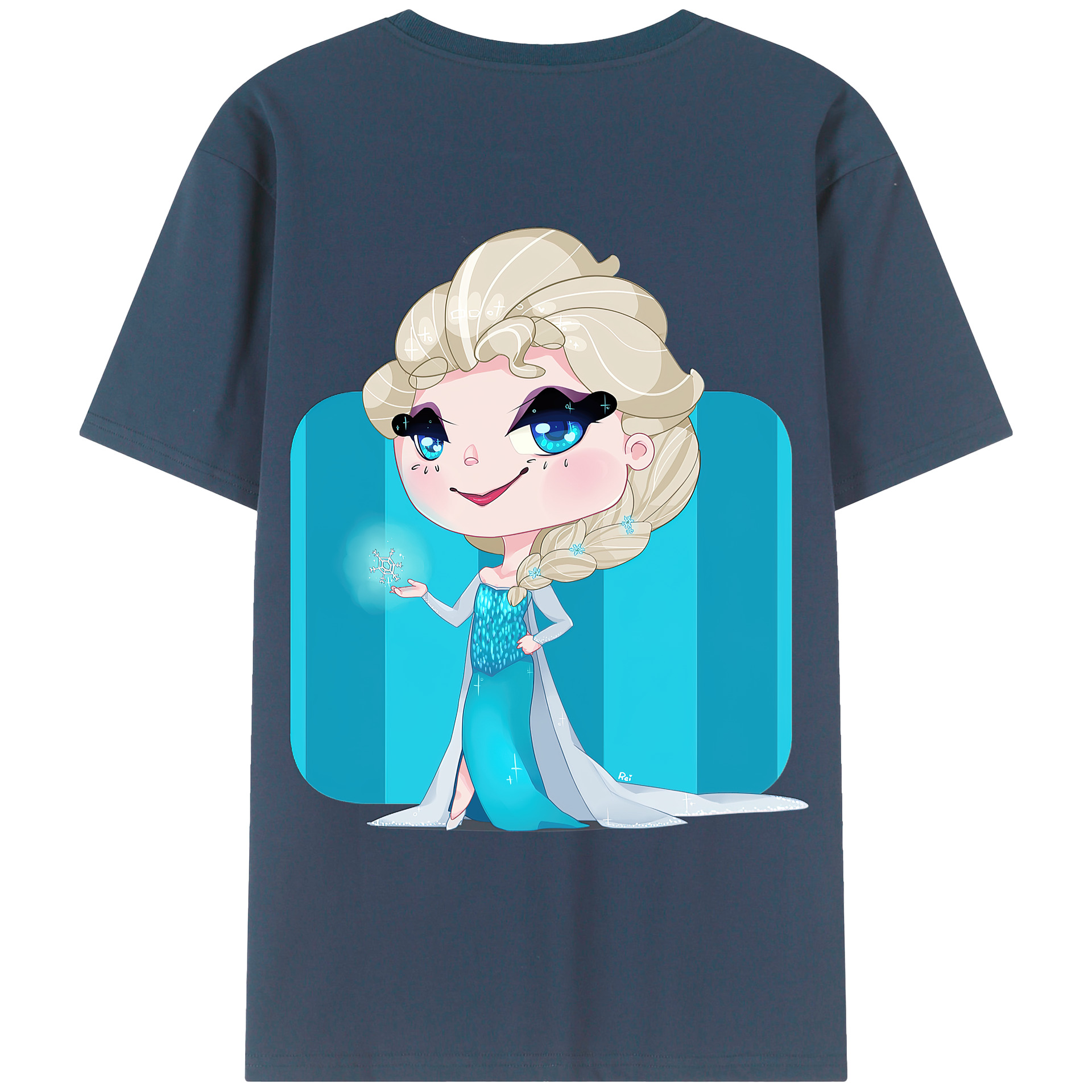 （画像用） アナと雪の女王 アンナ エルサ Frozen Anna Elsa 綿100％ メンズ半袖Tシャツ（バックプリント） 通気性