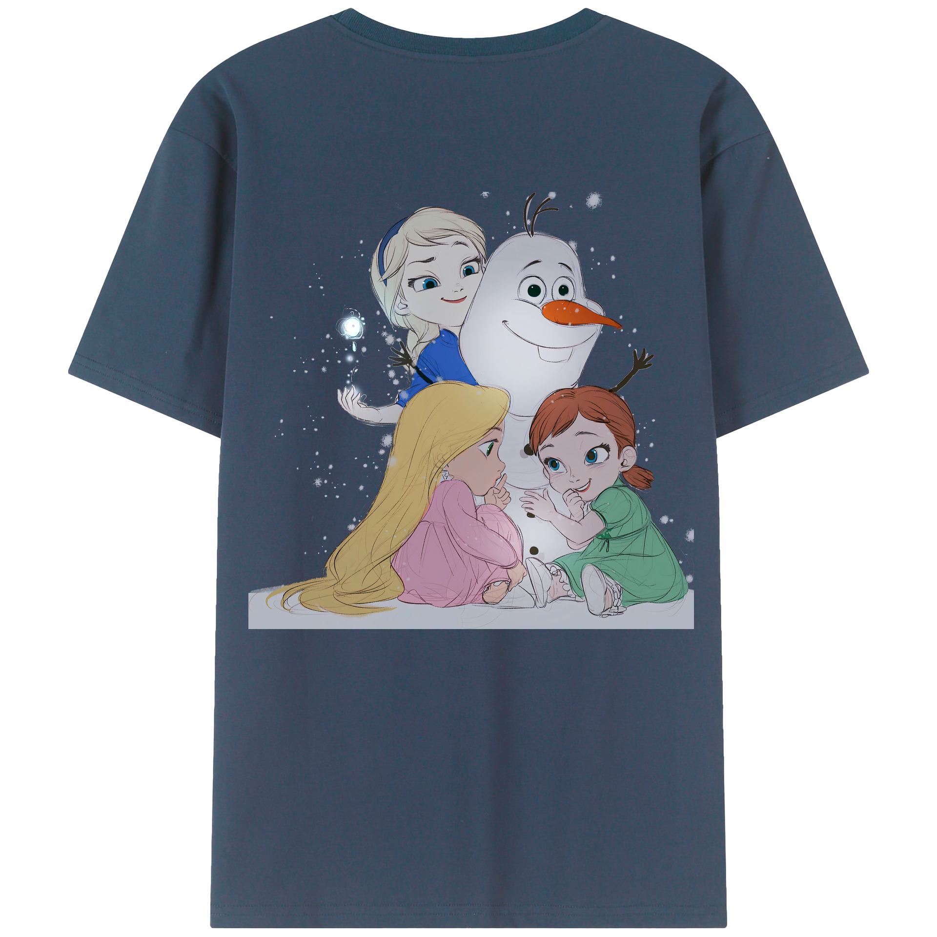 （画像用） アナと雪の女王 アンナ エルサ Frozen Anna Elsa 綿100％ メンズ半袖Tシャツ（バックプリント） 通気性