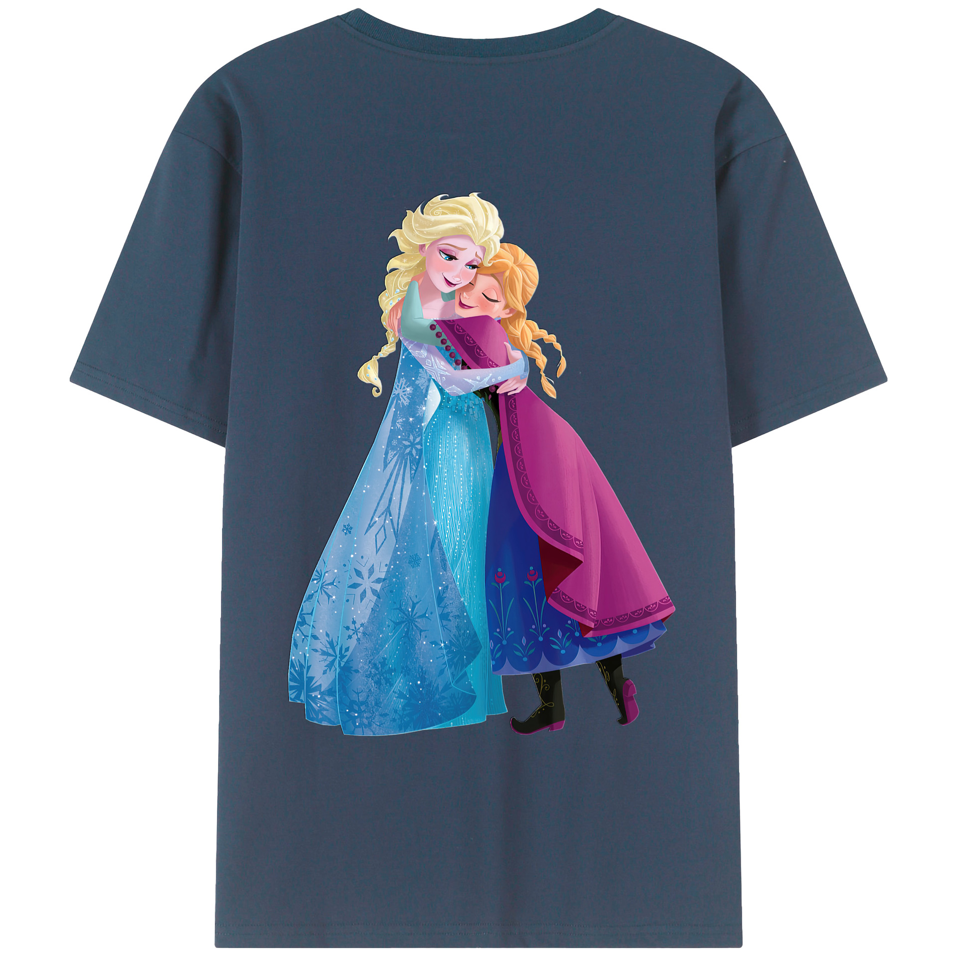 （画像用） アナと雪の女王 アンナ エルサ Frozen Anna Elsa 綿100％ メンズ半袖Tシャツ（バックプリント） 通気性