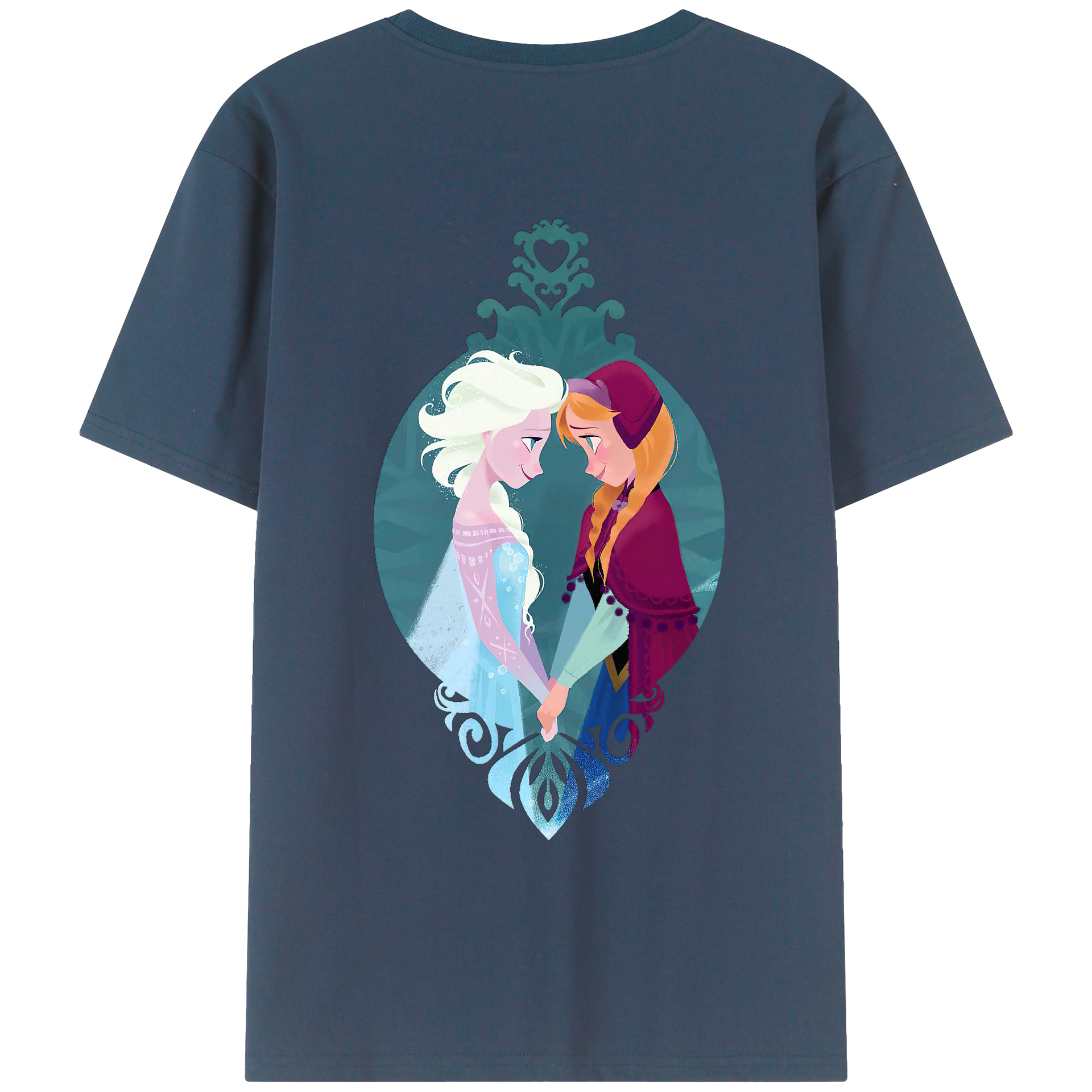 （画像用） アナと雪の女王 アンナ エルサ Frozen Anna Elsa 綿100％ メンズ半袖Tシャツ（バックプリント） 通気性