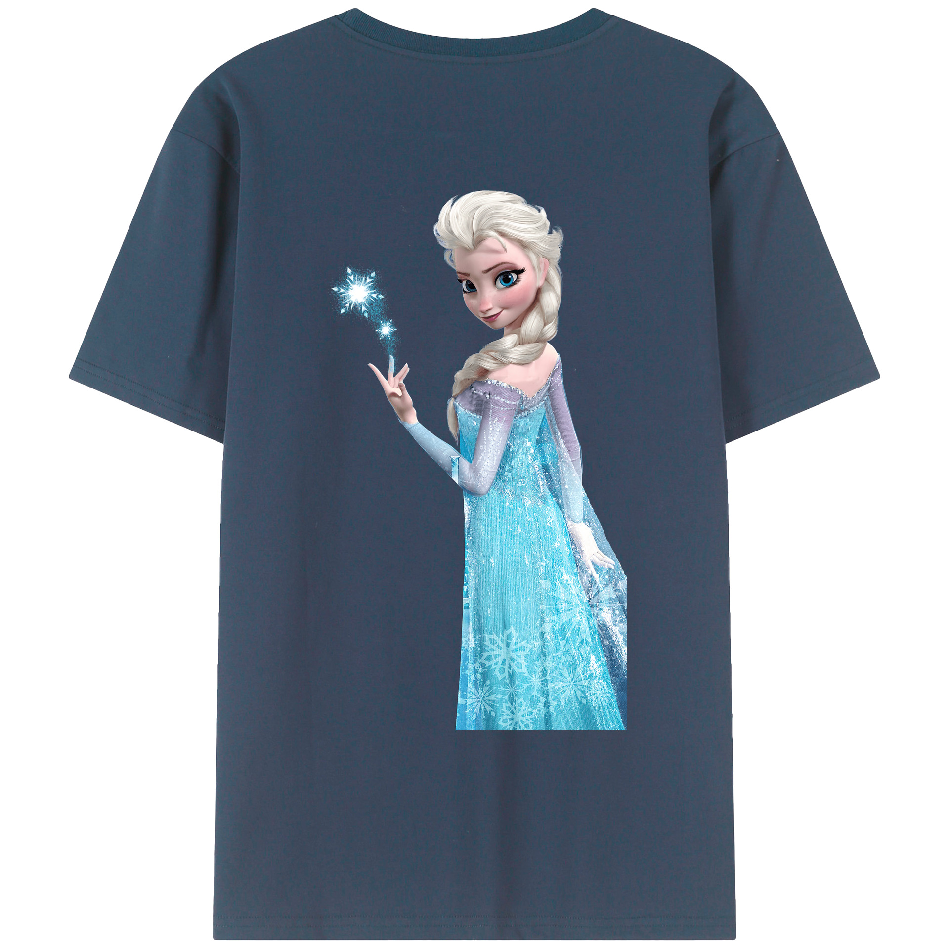 （画像用） アナと雪の女王 アンナ エルサ Frozen Anna Elsa 綿100％ メンズ半袖Tシャツ（バックプリント） 通気性