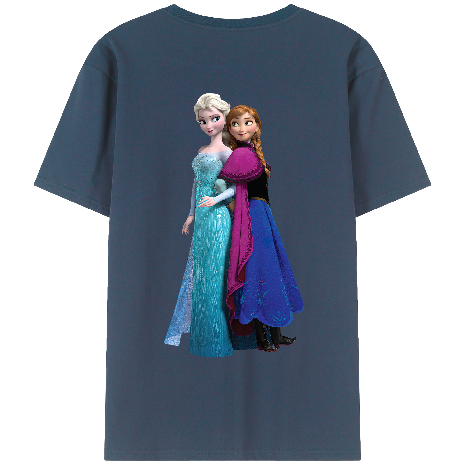 （画像用） アナと雪の女王 アンナ エルサ Frozen Anna Elsa 綿100％ メンズ半袖Tシャツ（バックプリント） 通気性