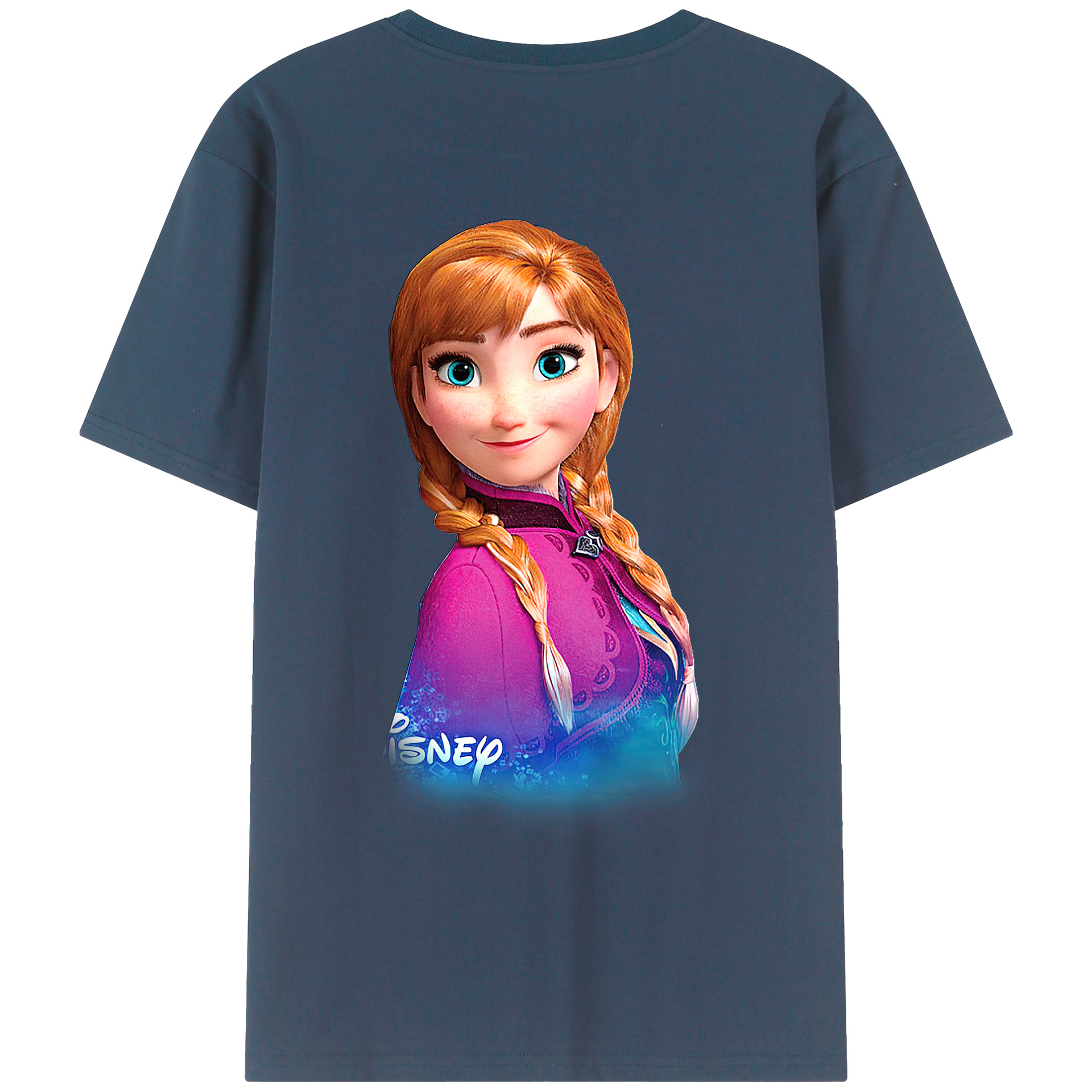 （画像用） アナと雪の女王 アンナ エルサ Frozen Anna Elsa 綿100％ メンズ半袖Tシャツ（バックプリント） 通気性