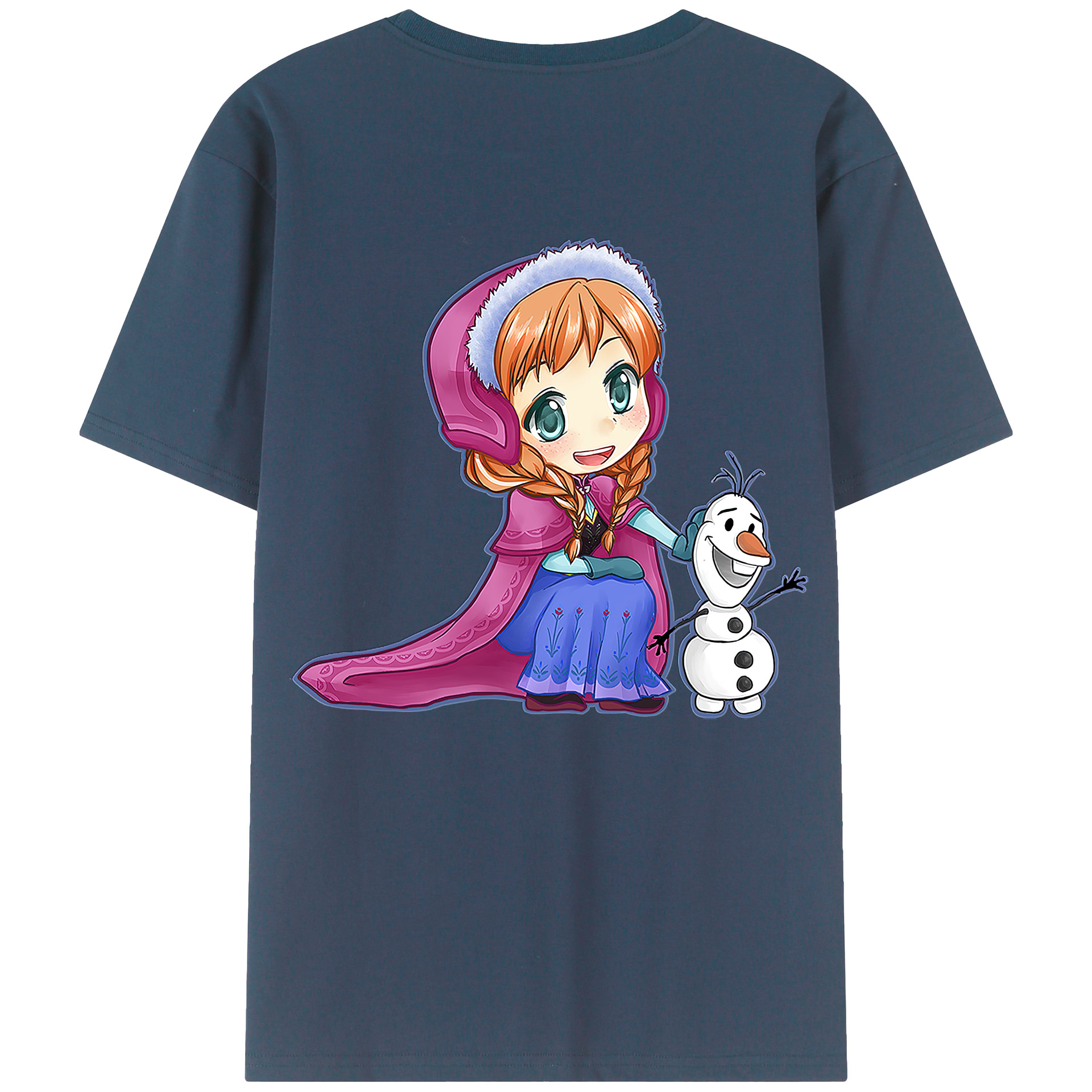 （画像用） アナと雪の女王 アンナ エルサ Frozen Anna Elsa 綿100％ メンズ半袖Tシャツ（バックプリント） 通気性