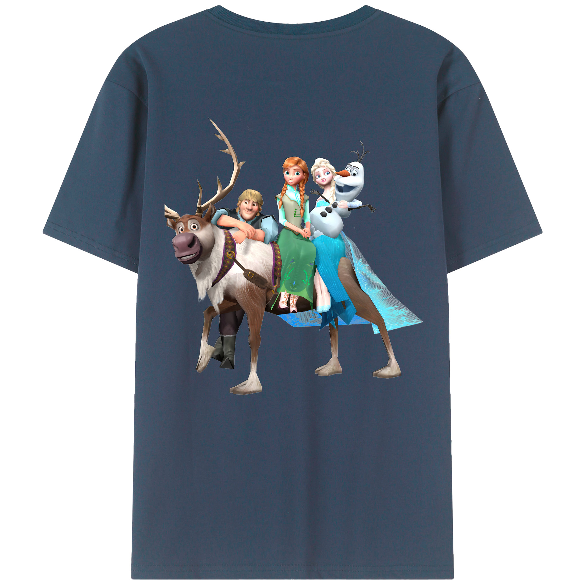 （画像用） アナと雪の女王 アンナ エルサ Frozen Anna Elsa 綿100％ メンズ半袖Tシャツ（バックプリント） 通気性