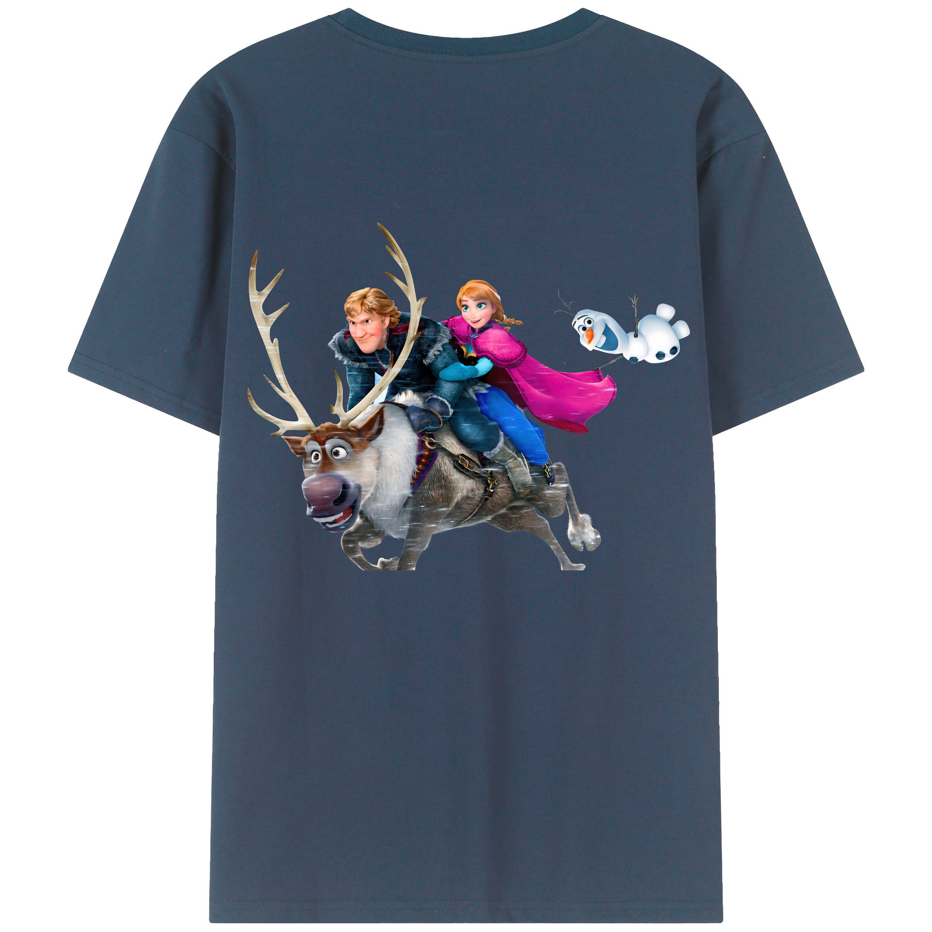 （画像用） アナと雪の女王 アンナ エルサ Frozen Anna Elsa 綿100％ メンズ半袖Tシャツ（バックプリント） 通気性