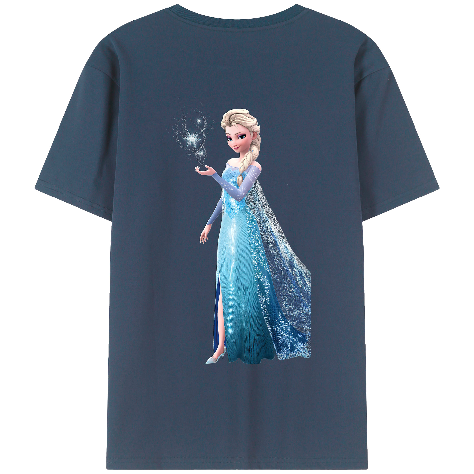 （画像用） アナと雪の女王 アンナ エルサ Frozen Anna Elsa 綿100％ メンズ半袖Tシャツ（バックプリント） 通気性