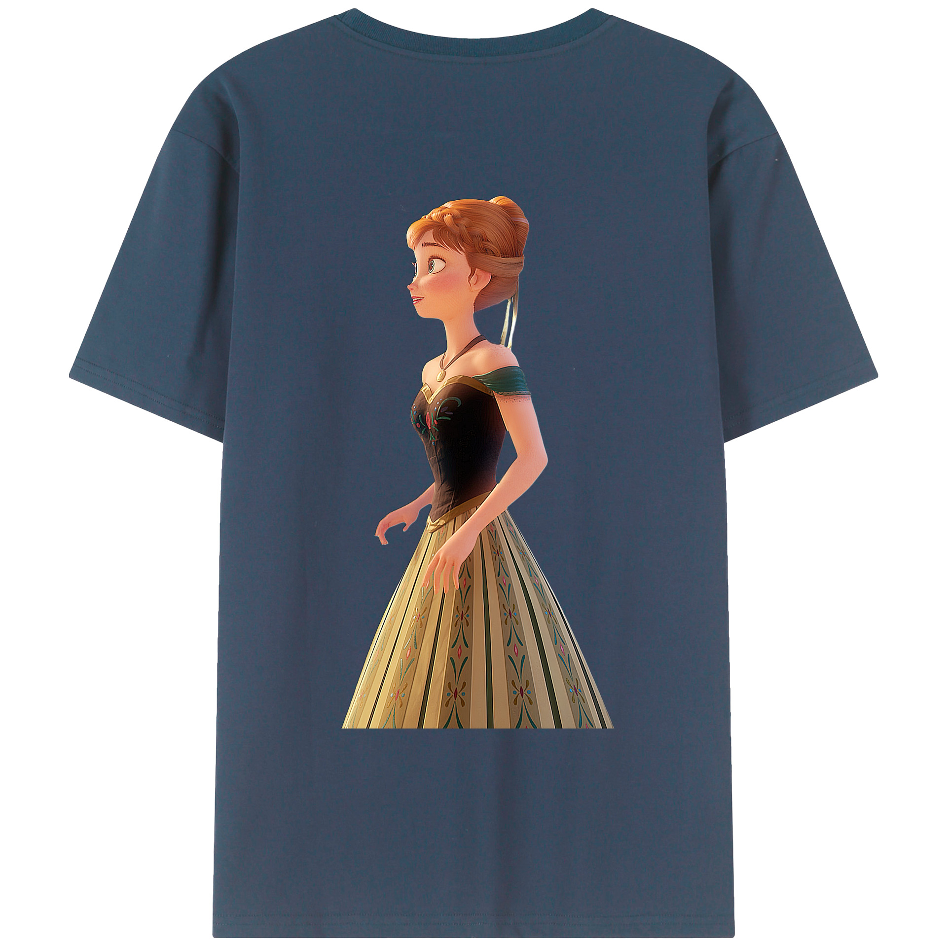 （画像用） アナと雪の女王 アンナ エルサ Frozen Anna Elsa 綿100％ メンズ半袖Tシャツ（バックプリント） 通気性