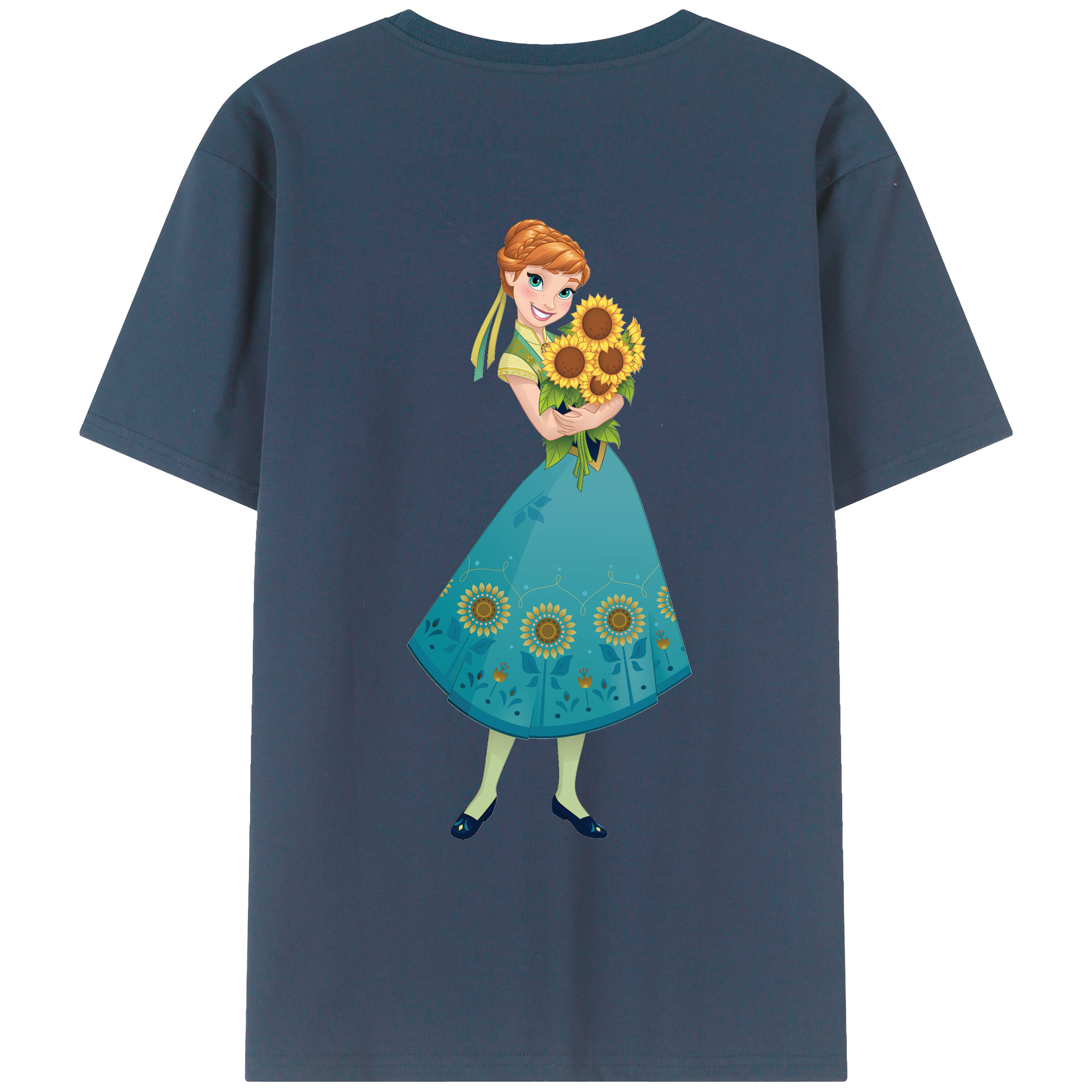 （画像用） アナと雪の女王 アンナ エルサ Frozen Anna Elsa 綿100％ メンズ半袖Tシャツ（バックプリント） 通気性