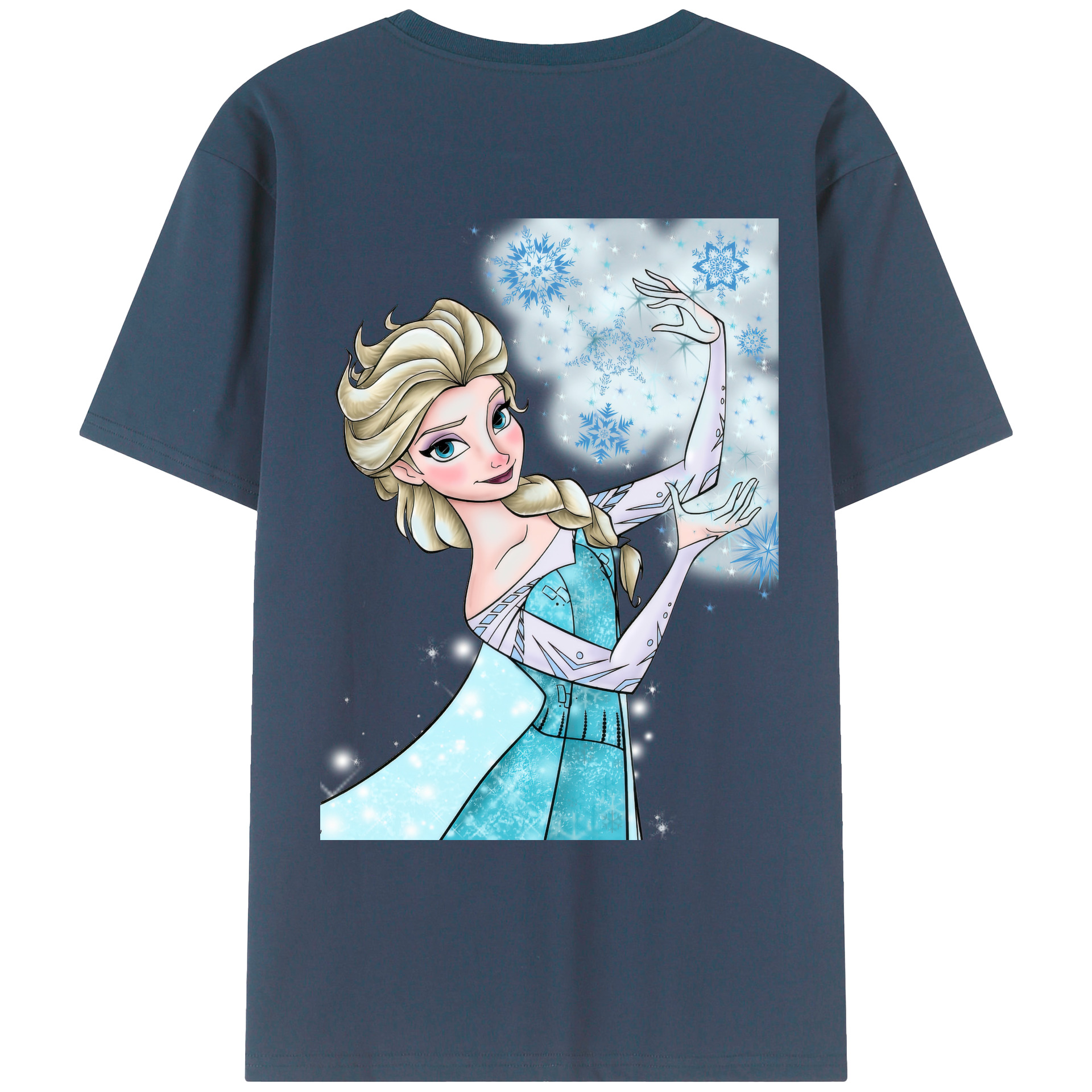 （画像用） アナと雪の女王 アンナ エルサ Frozen Anna Elsa 綿100％ メンズ半袖Tシャツ（バックプリント） 通気性