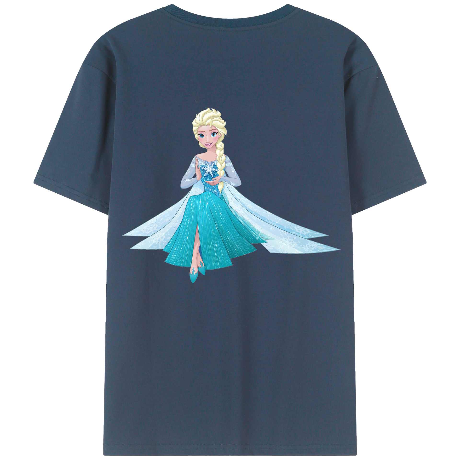 （画像用） アナと雪の女王 アンナ エルサ Frozen Anna Elsa 綿100％ メンズ半袖Tシャツ（バックプリント） 通気性