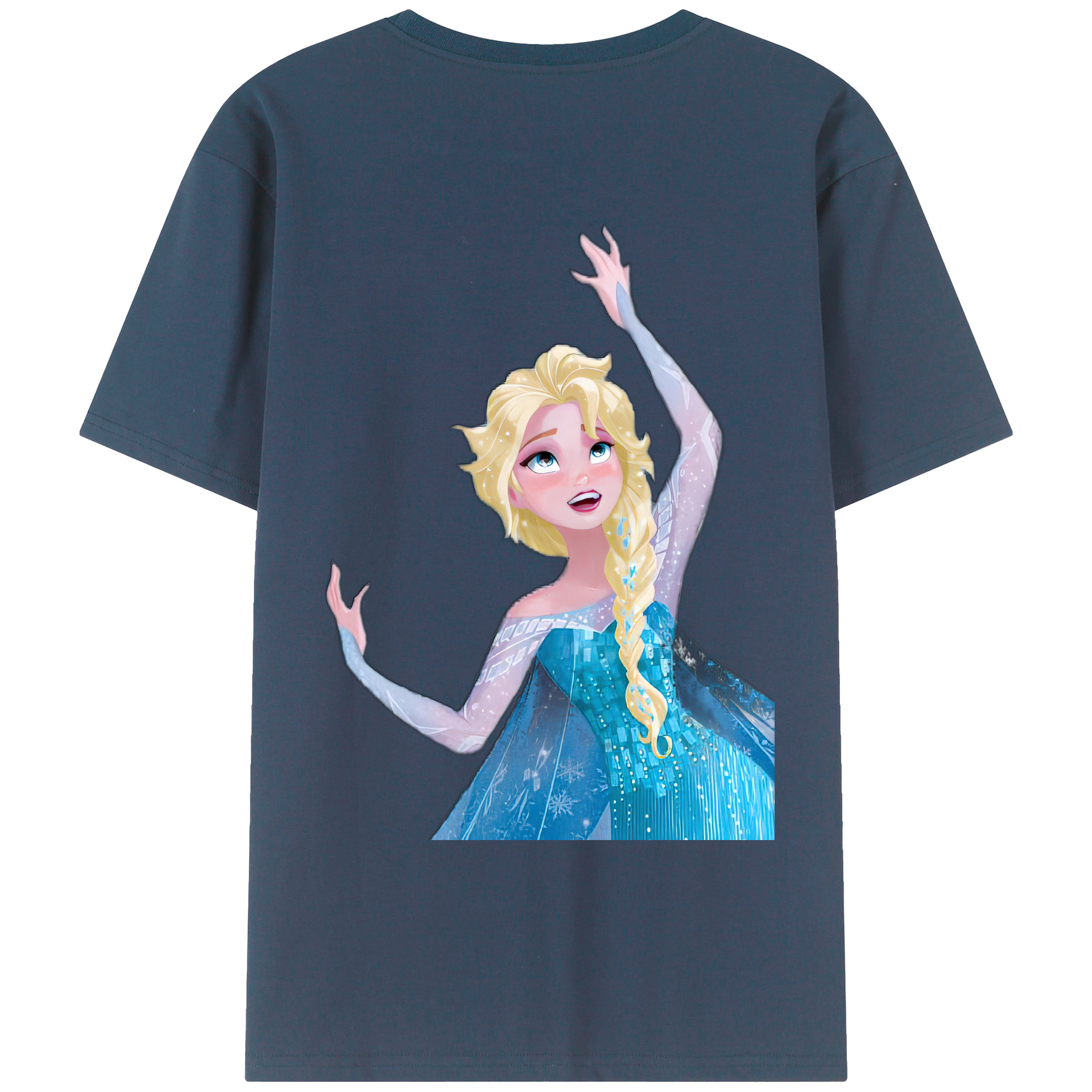 （画像用） アナと雪の女王 アンナ エルサ Frozen Anna Elsa 綿100％ メンズ半袖Tシャツ（バックプリント） 通気性
