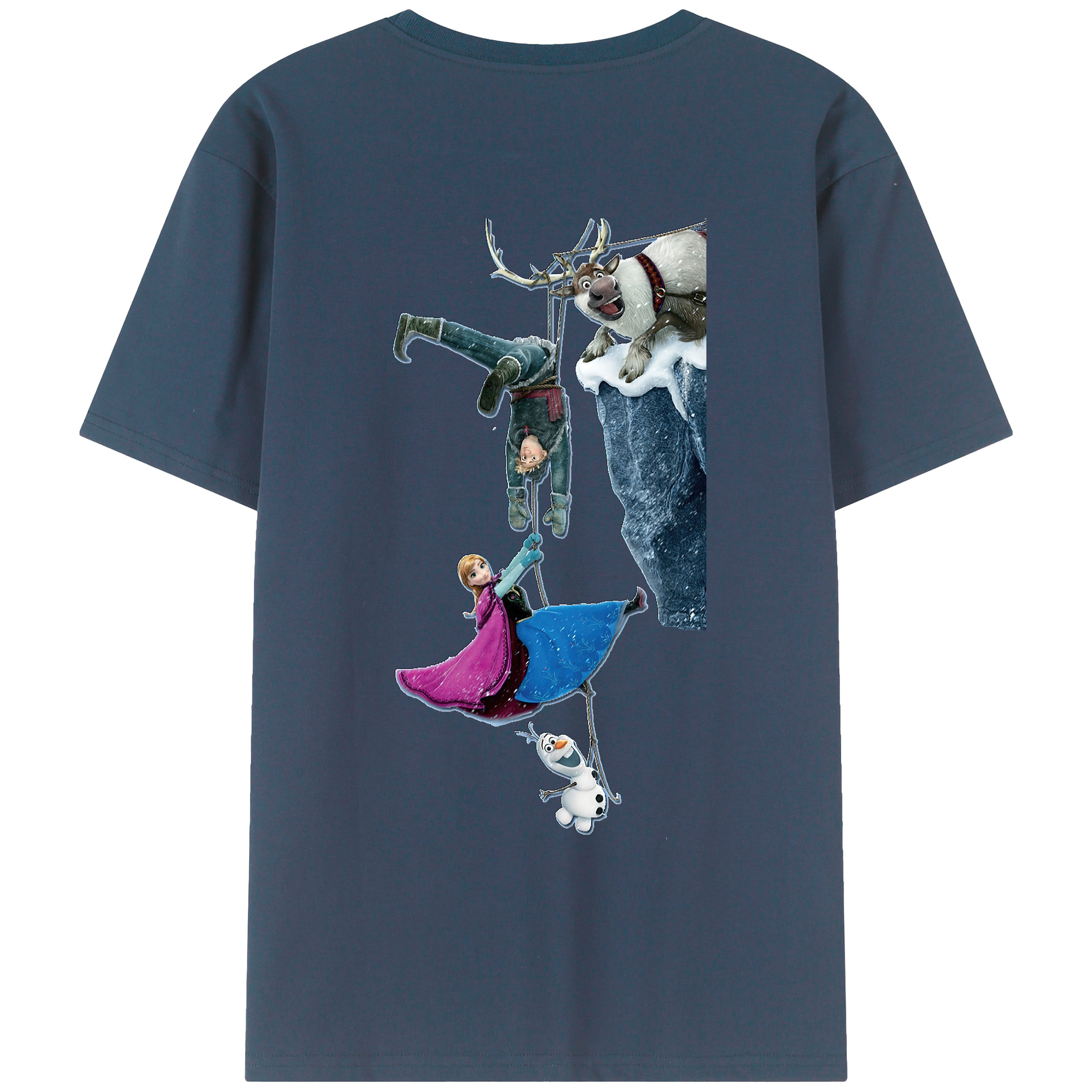 （画像用） アナと雪の女王 アンナ エルサ Frozen Anna Elsa 綿100％ メンズ半袖Tシャツ（バックプリント） 通気性