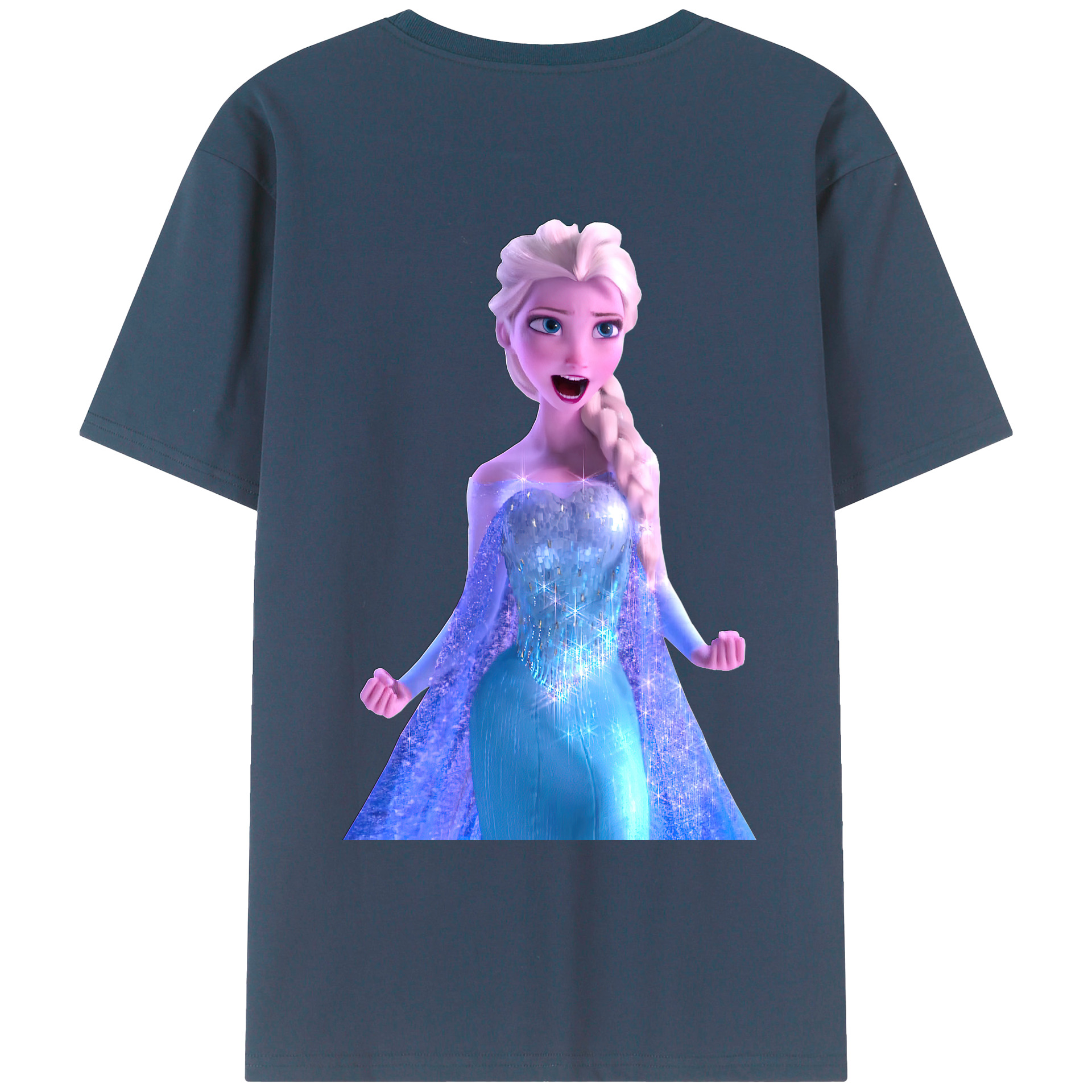 （画像用） アナと雪の女王 アンナ エルサ Frozen Anna Elsa 綿100％ メンズ半袖Tシャツ（バックプリント） 通気性
