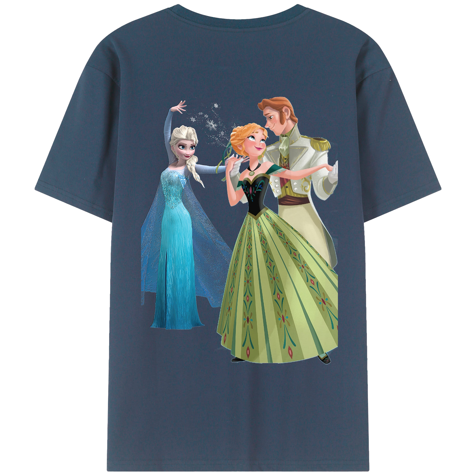 （画像用） アナと雪の女王 アンナ エルサ Frozen Anna Elsa 綿100％ メンズ半袖Tシャツ（バックプリント） 通気性