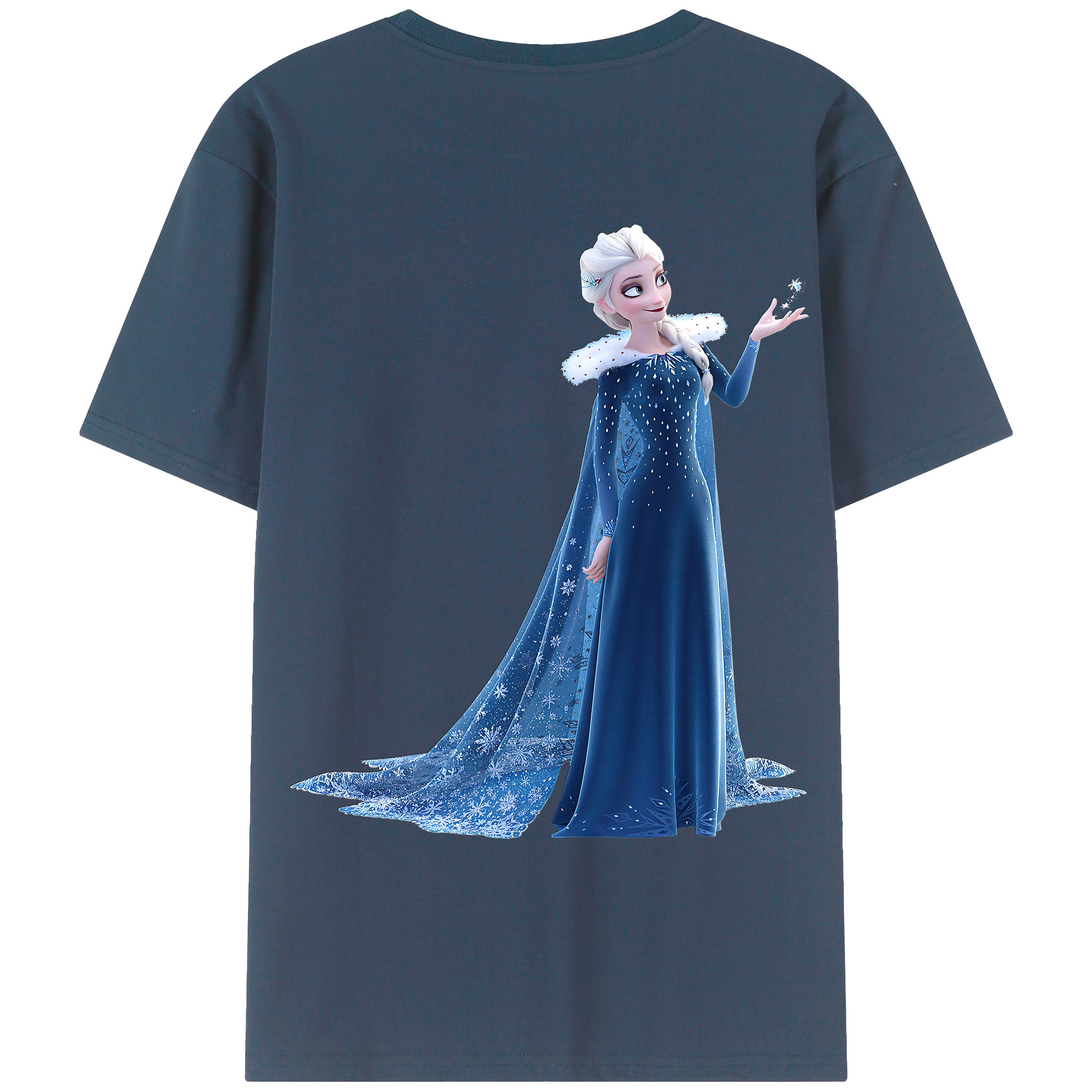 （画像用） アナと雪の女王 アンナ エルサ Frozen Anna Elsa 綿100％ メンズ半袖Tシャツ（バックプリント） 通気性
