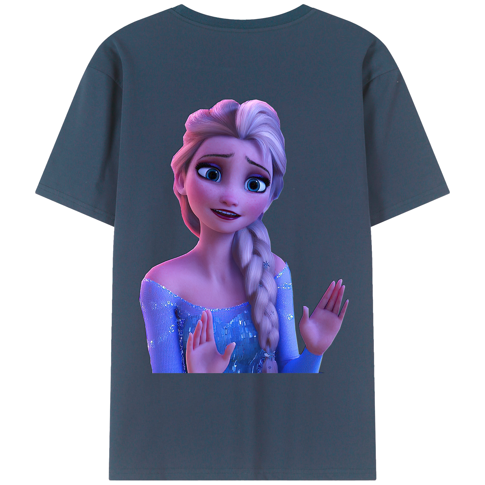（画像用） アナと雪の女王 アンナ エルサ Frozen Anna Elsa 綿100％ メンズ半袖Tシャツ（バックプリント） 通気性