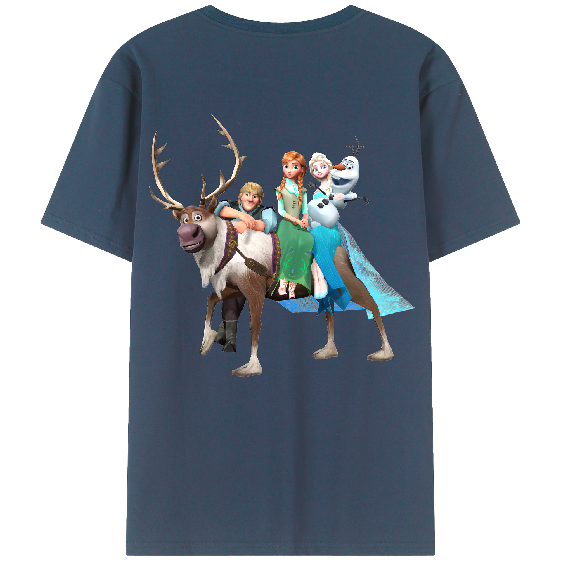 （画像用） アナと雪の女王 アンナ エルサ Frozen Anna Elsa 綿100％ メンズ半袖Tシャツ（バックプリント） 通気性