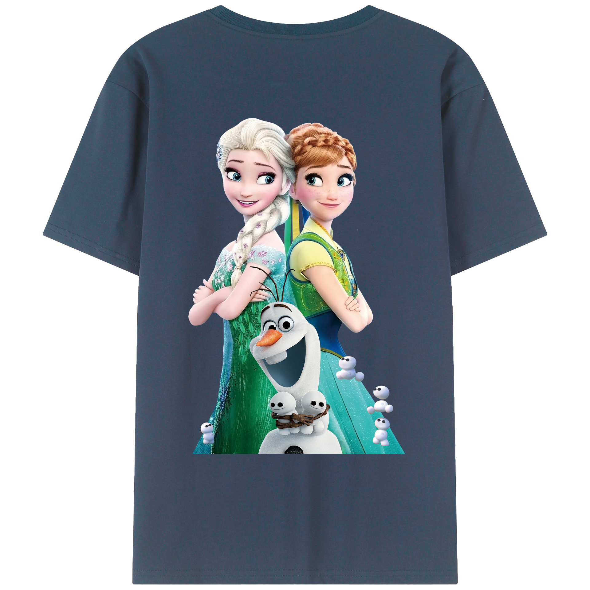 （画像用） アナと雪の女王 アンナ エルサ Frozen Anna Elsa 綿100％ メンズ半袖Tシャツ（バックプリント） 通気性
