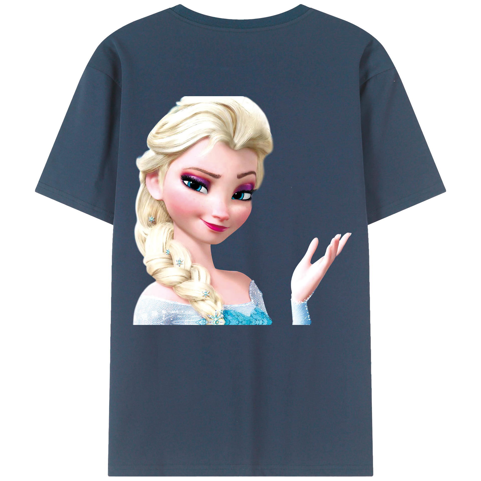 （画像用） アナと雪の女王 アンナ エルサ Frozen Anna Elsa 綿100％ メンズ半袖Tシャツ（バックプリント） 通気性