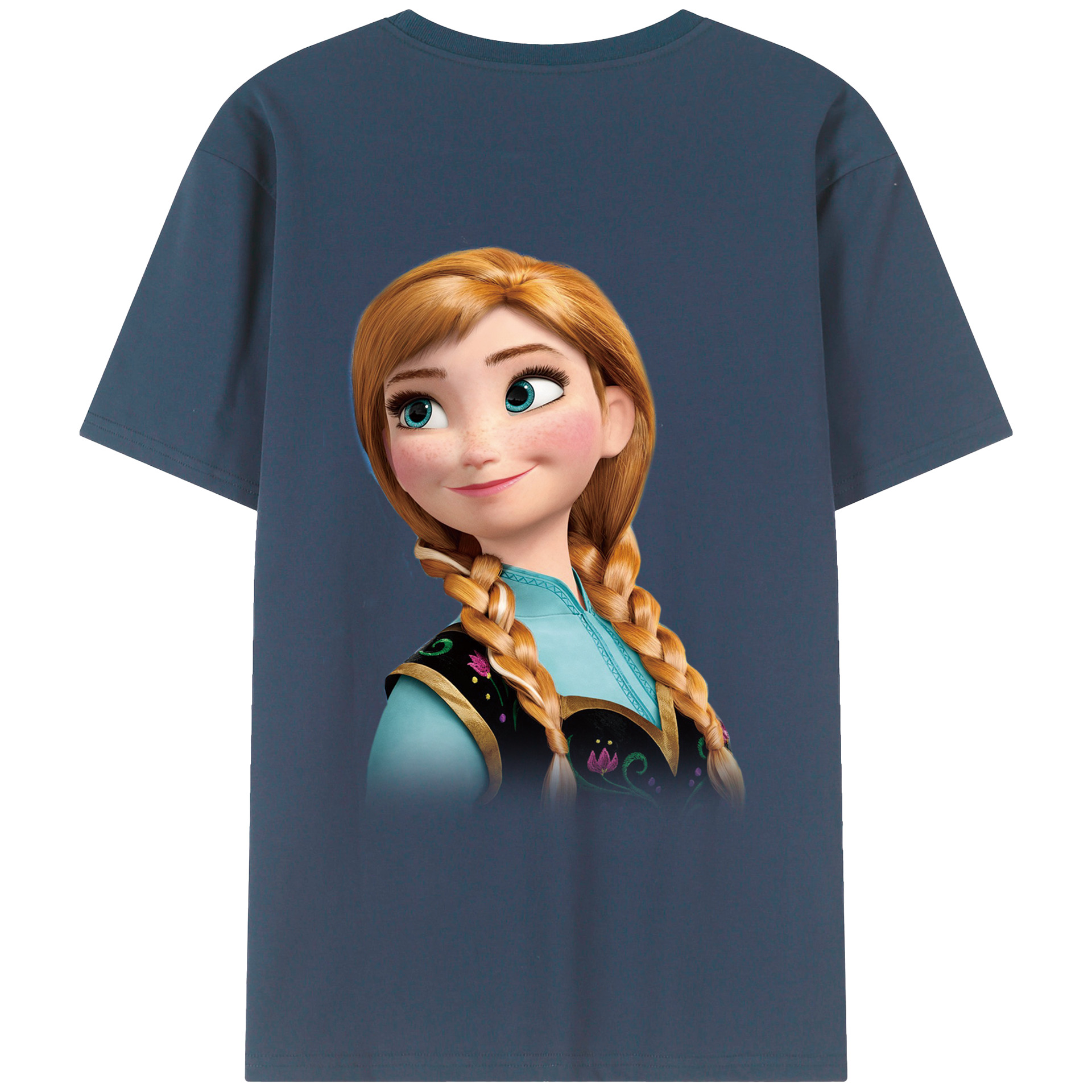 （画像用） アナと雪の女王 アンナ エルサ Frozen Anna Elsa 綿100％ メンズ半袖Tシャツ（バックプリント） 通気性