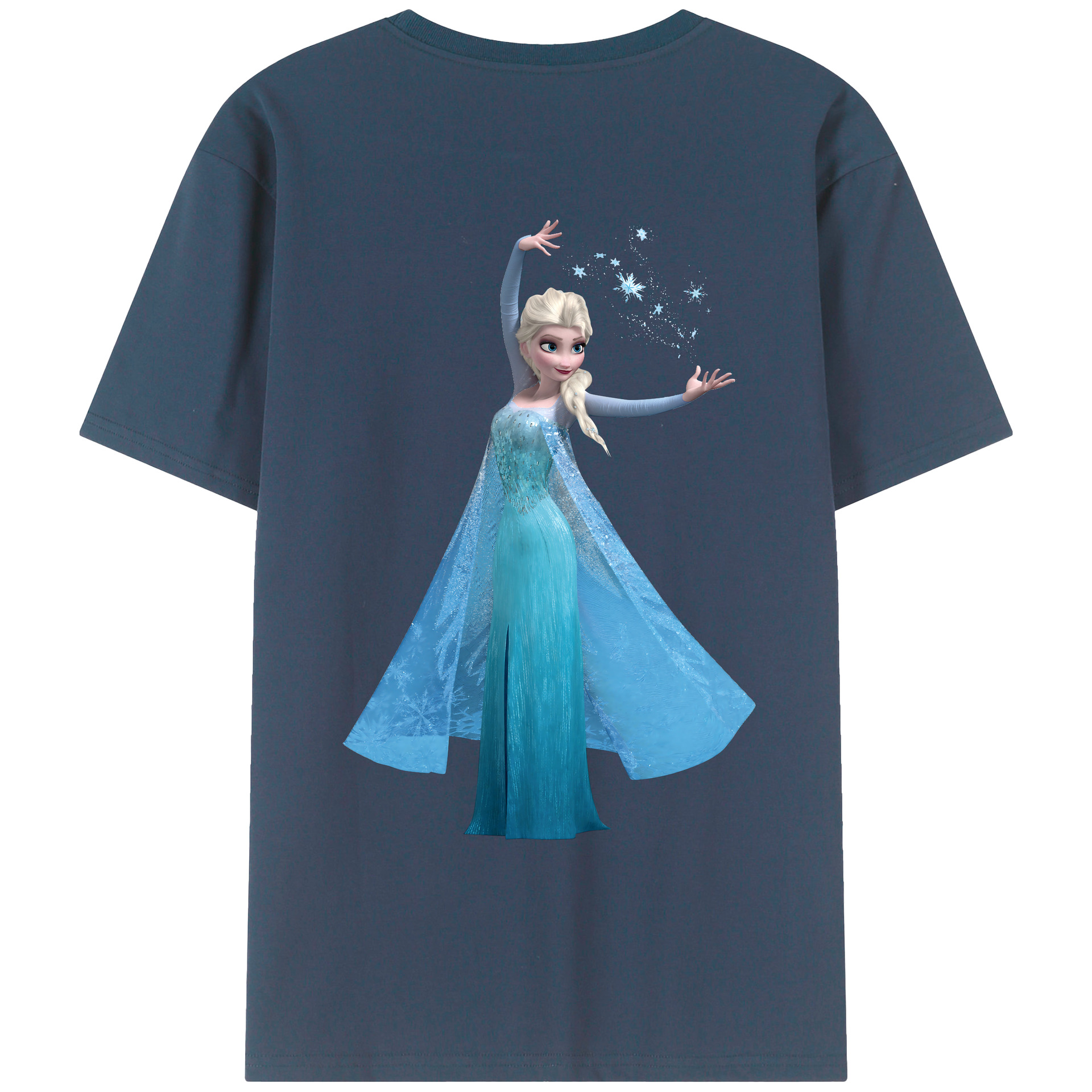 （画像用） アナと雪の女王 アンナ エルサ Frozen Anna Elsa 綿100％ メンズ半袖Tシャツ（バックプリント） 通気性
