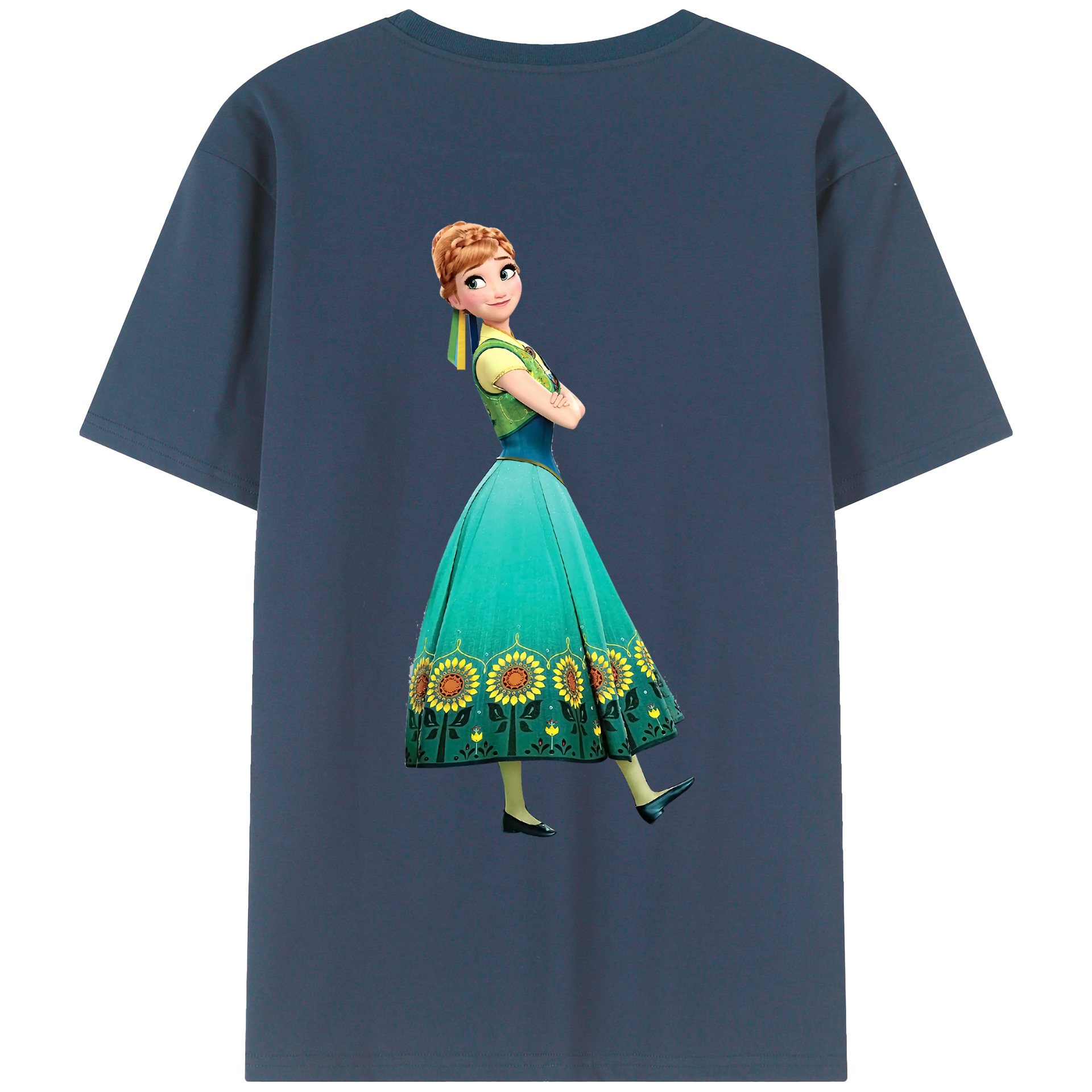 （画像用） アナと雪の女王 アンナ エルサ Frozen Anna Elsa 綿100％ メンズ半袖Tシャツ（バックプリント） 通気性