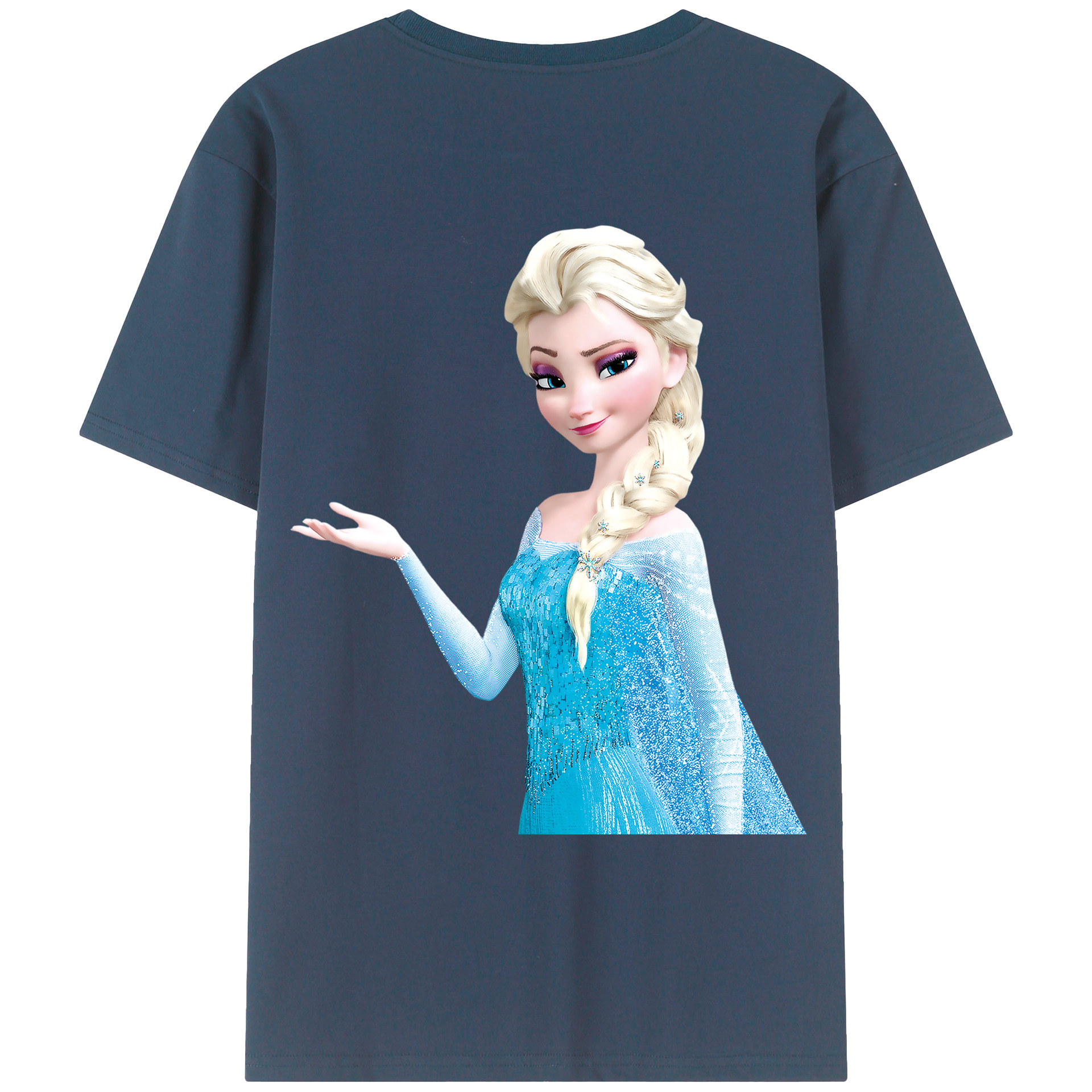 （画像用） アナと雪の女王 アンナ エルサ Frozen Anna Elsa 綿100％ メンズ半袖Tシャツ（バックプリント） 通気性
