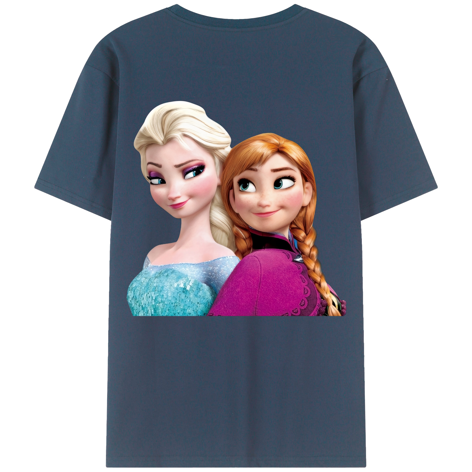 （画像用） アナと雪の女王 アンナ エルサ Frozen Anna Elsa 綿100％ メンズ半袖Tシャツ（バックプリント） 通気性