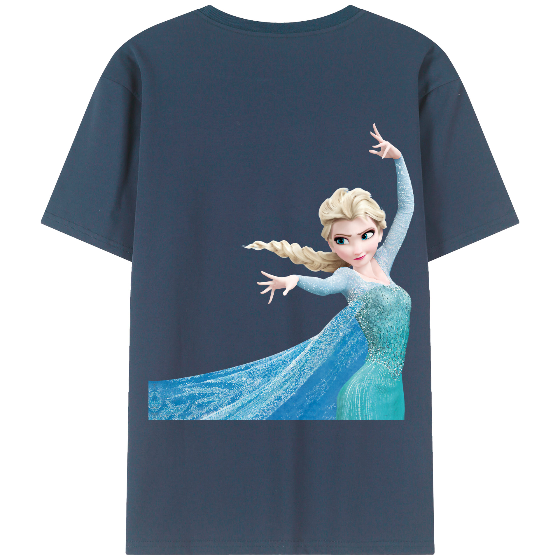（画像用） アナと雪の女王 アンナ エルサ Frozen Anna Elsa 綿100％ メンズ半袖Tシャツ（バックプリント） 通気性