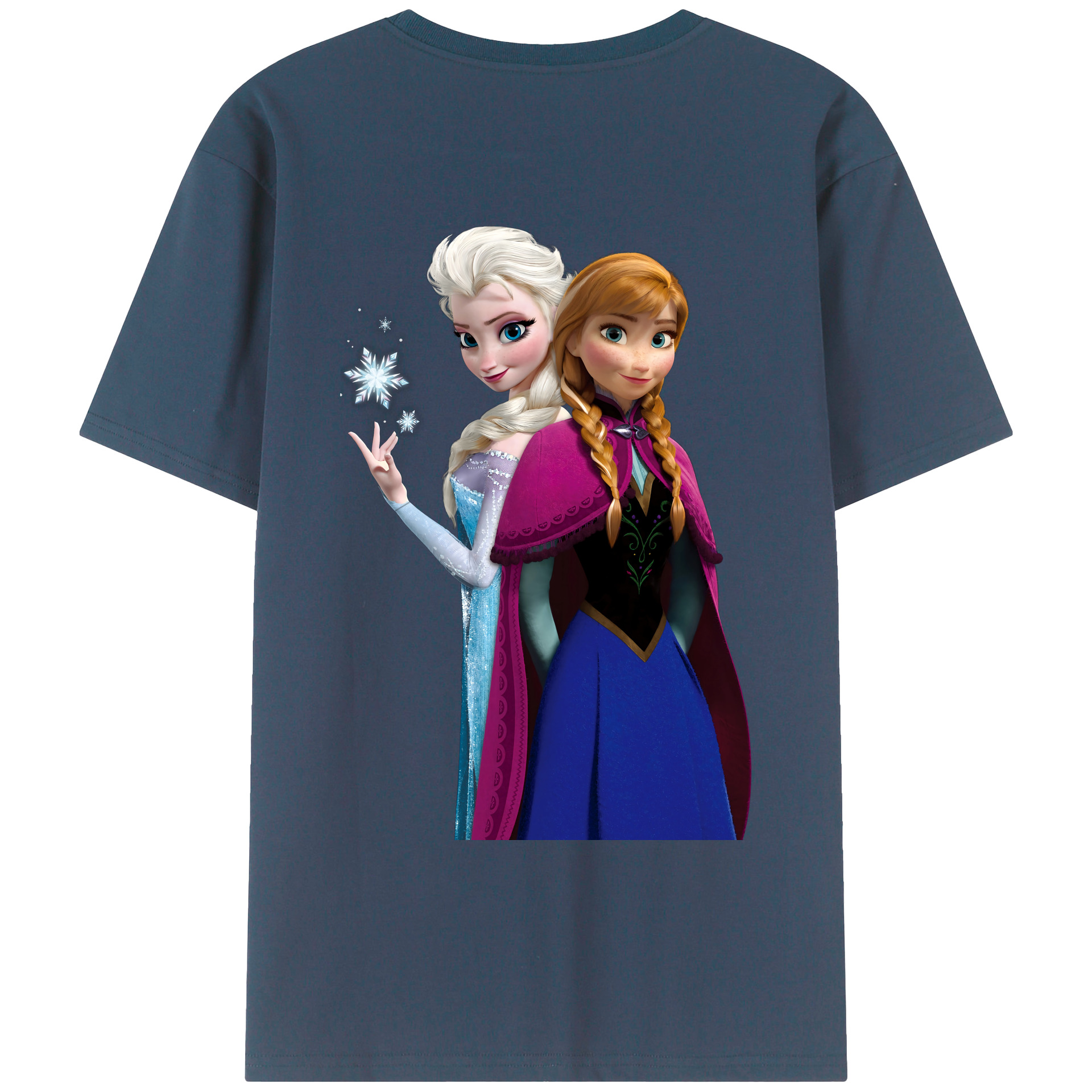 （画像用） アナと雪の女王 アンナ エルサ Frozen Anna Elsa 綿100％ メンズ半袖Tシャツ（バックプリント） 通気性