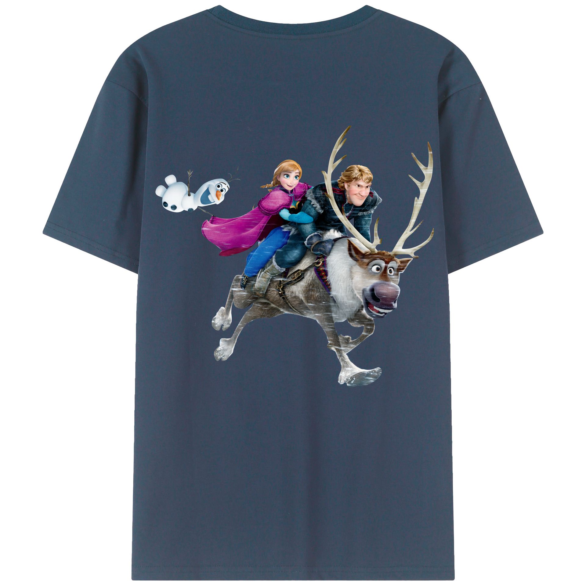 （画像用） アナと雪の女王 アンナ エルサ Frozen Anna Elsa 綿100％ メンズ半袖Tシャツ（バックプリント） 通気性