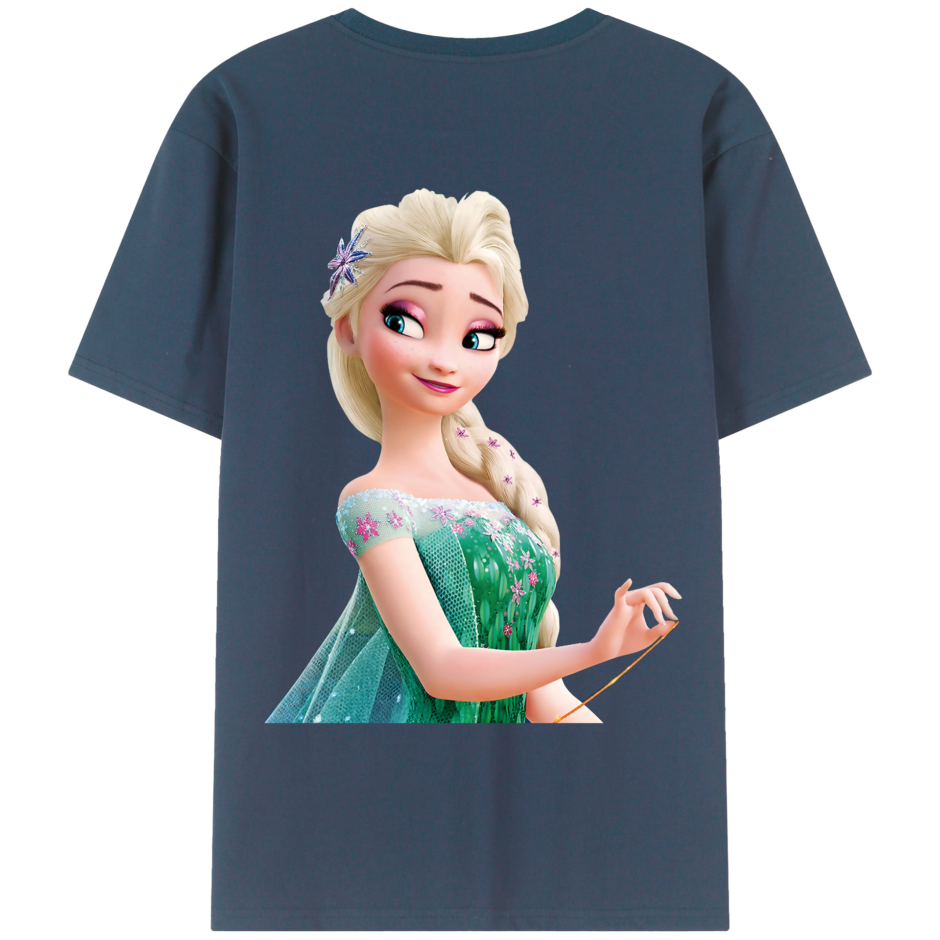 （画像用） アナと雪の女王 アンナ エルサ Frozen Anna Elsa 綿100％ メンズ半袖Tシャツ（バックプリント） 通気性