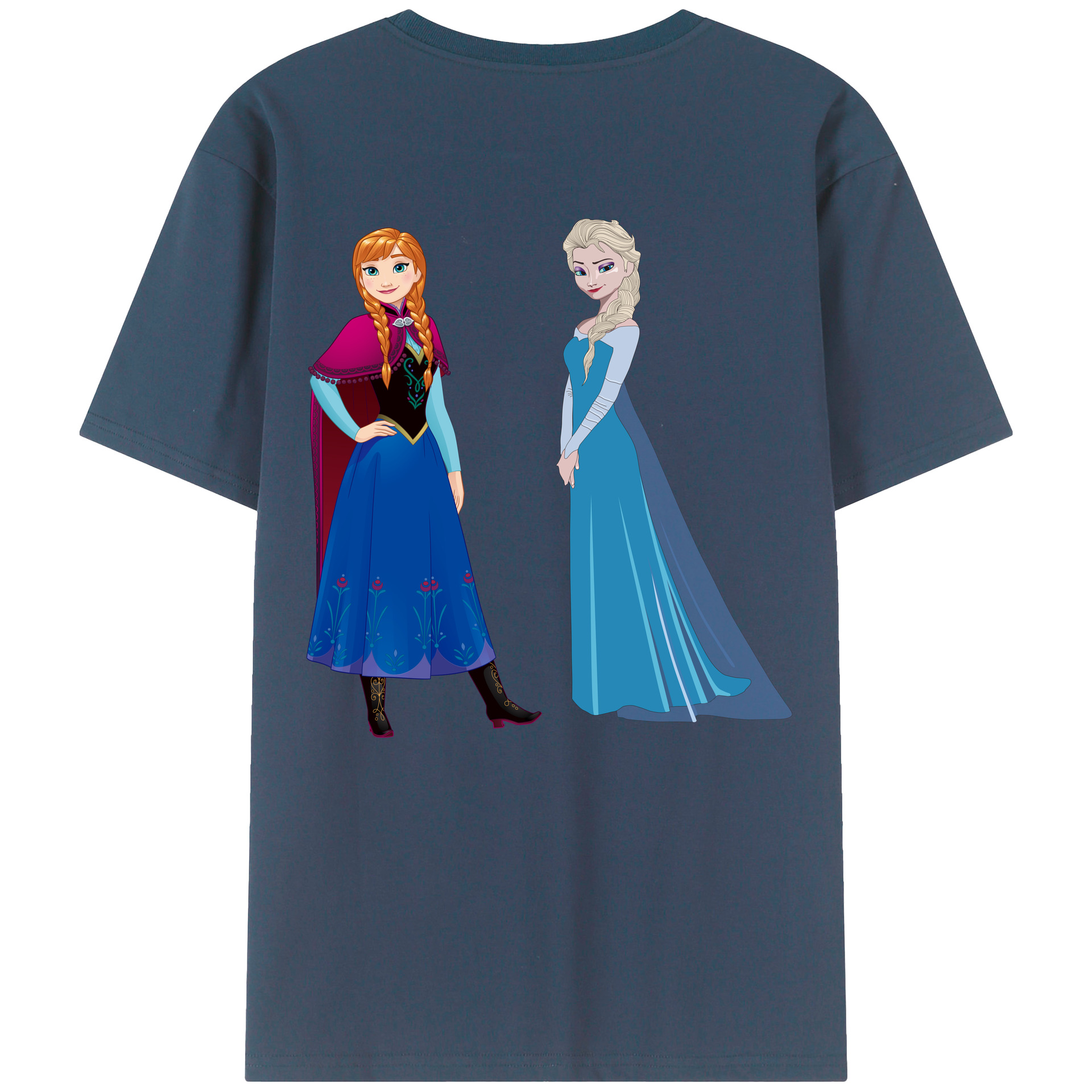 （画像用） アナと雪の女王 アンナ エルサ Frozen Anna Elsa 綿100％ メンズ半袖Tシャツ（バックプリント） 通気性