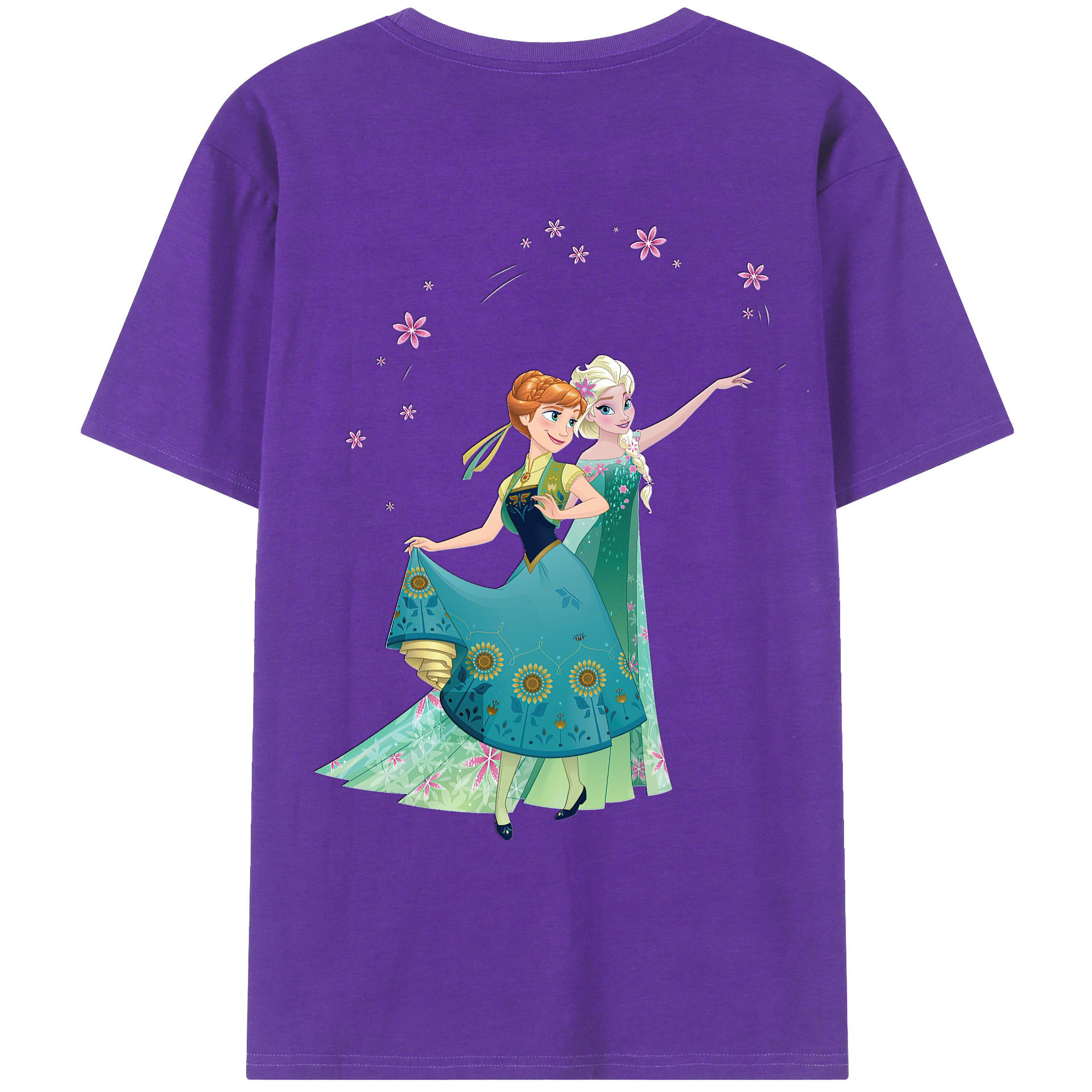 （画像用） アナと雪の女王 アンナ エルサ Frozen Anna Elsa 綿100％ メンズ半袖Tシャツ（バックプリント） 通気性