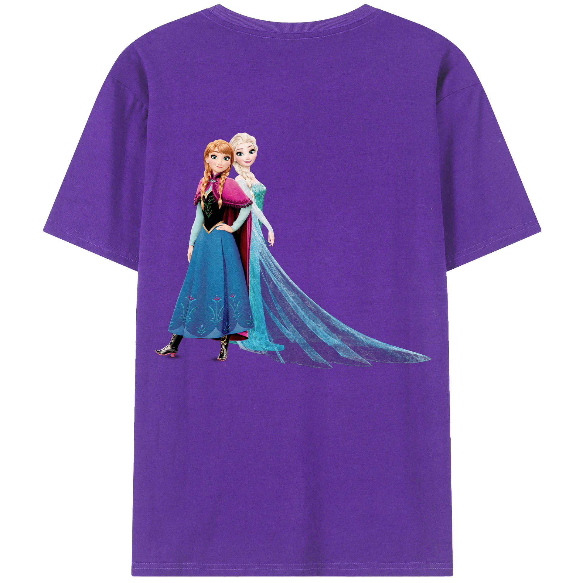 （画像用） アナと雪の女王 アンナ エルサ Frozen Anna Elsa 綿100％ メンズ半袖Tシャツ（バックプリント） 通気性